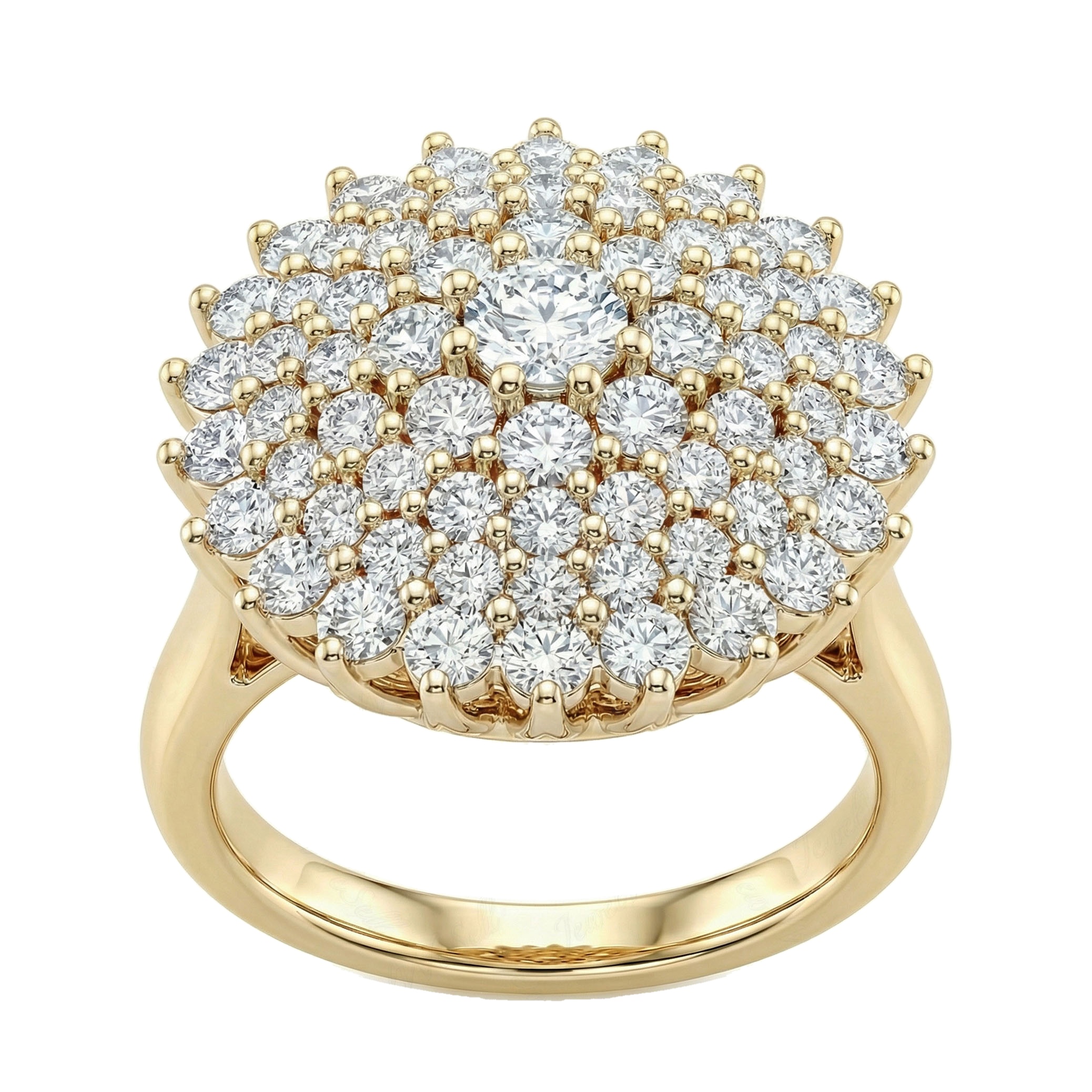 1.66 ct EF VS Lab Grown Diamond Circle Cluster Engagement Ring in 14k Yellow Gold