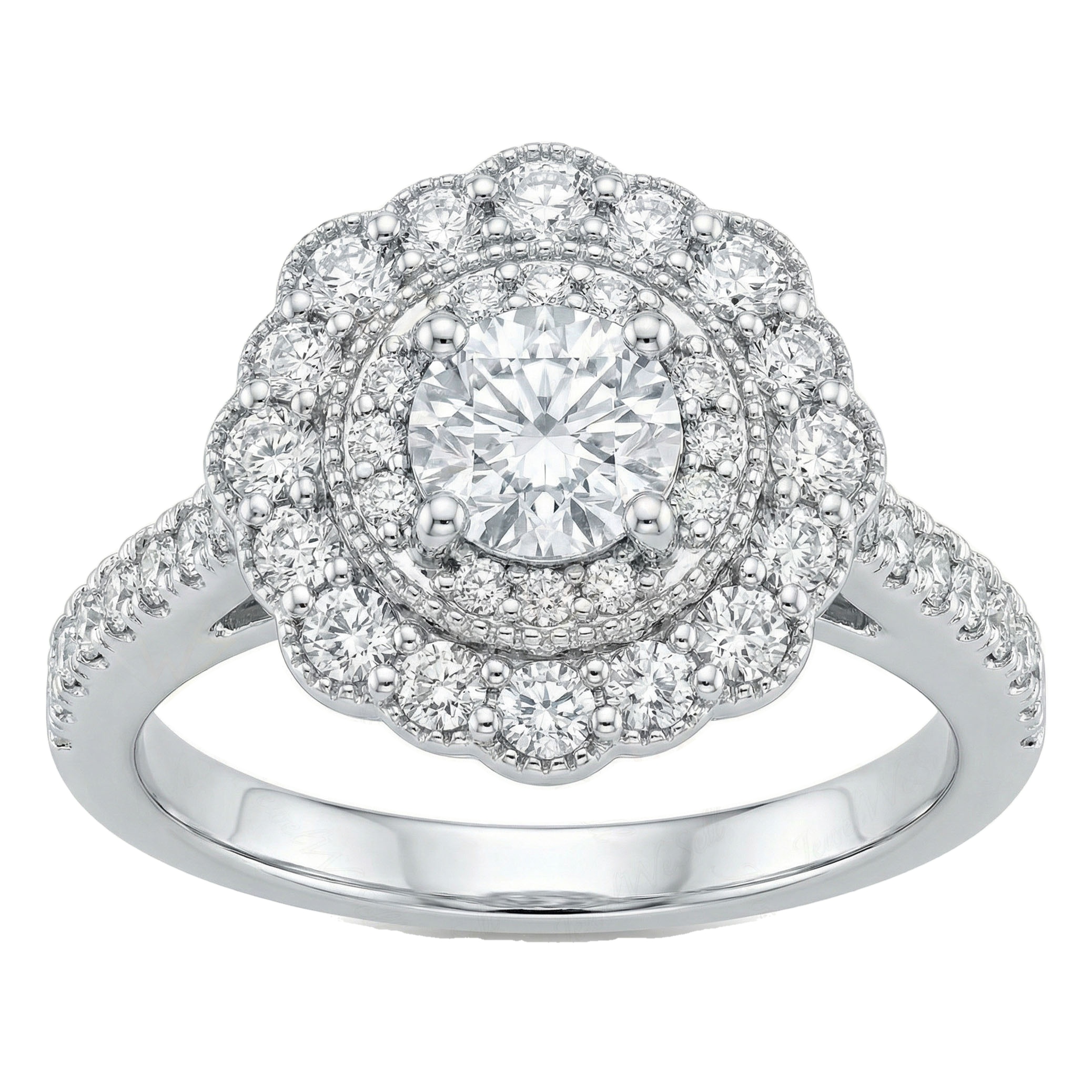 0.66 ct EF VS Lab Grown Diamond Cluster Engagement Ring in 10k White Gold