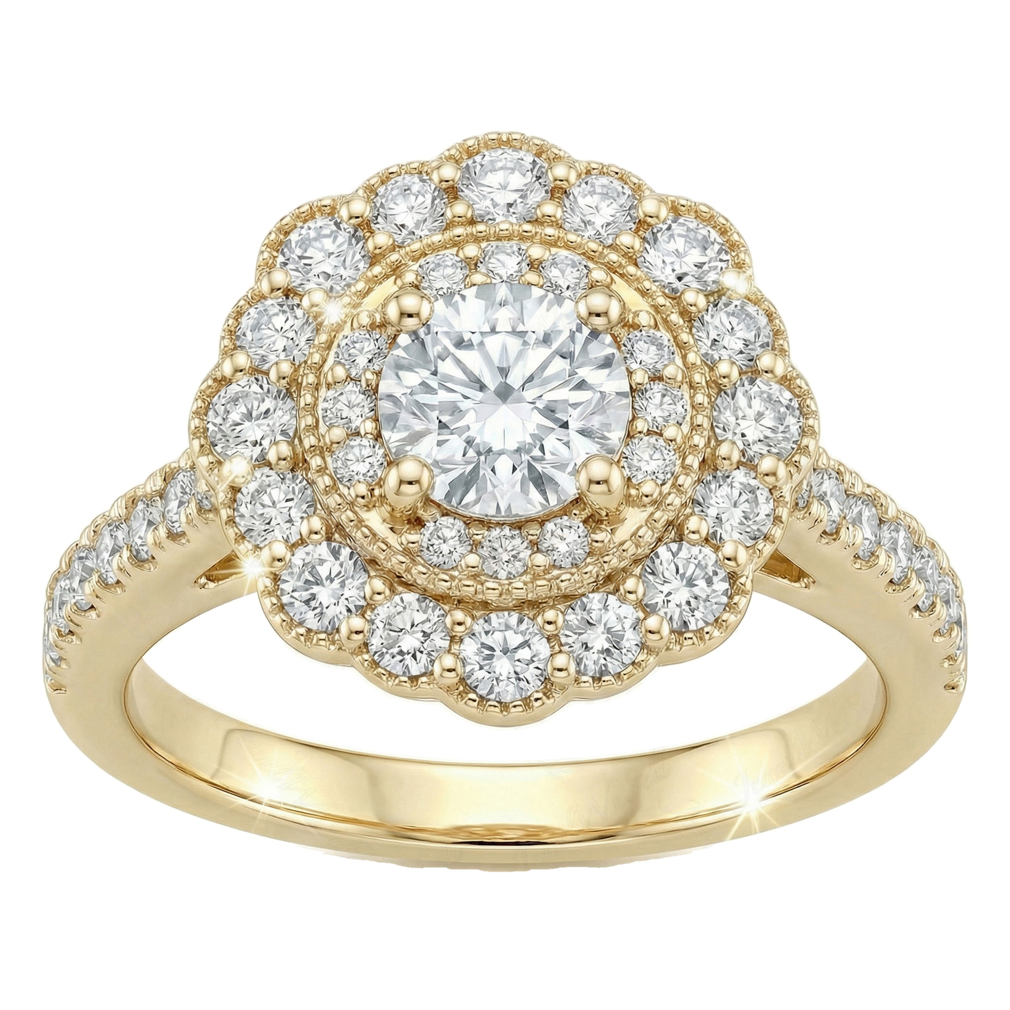 0.66 ct EF VS Lab Grown Diamond Cluster Engagement Ring in 10k Yellow Gold