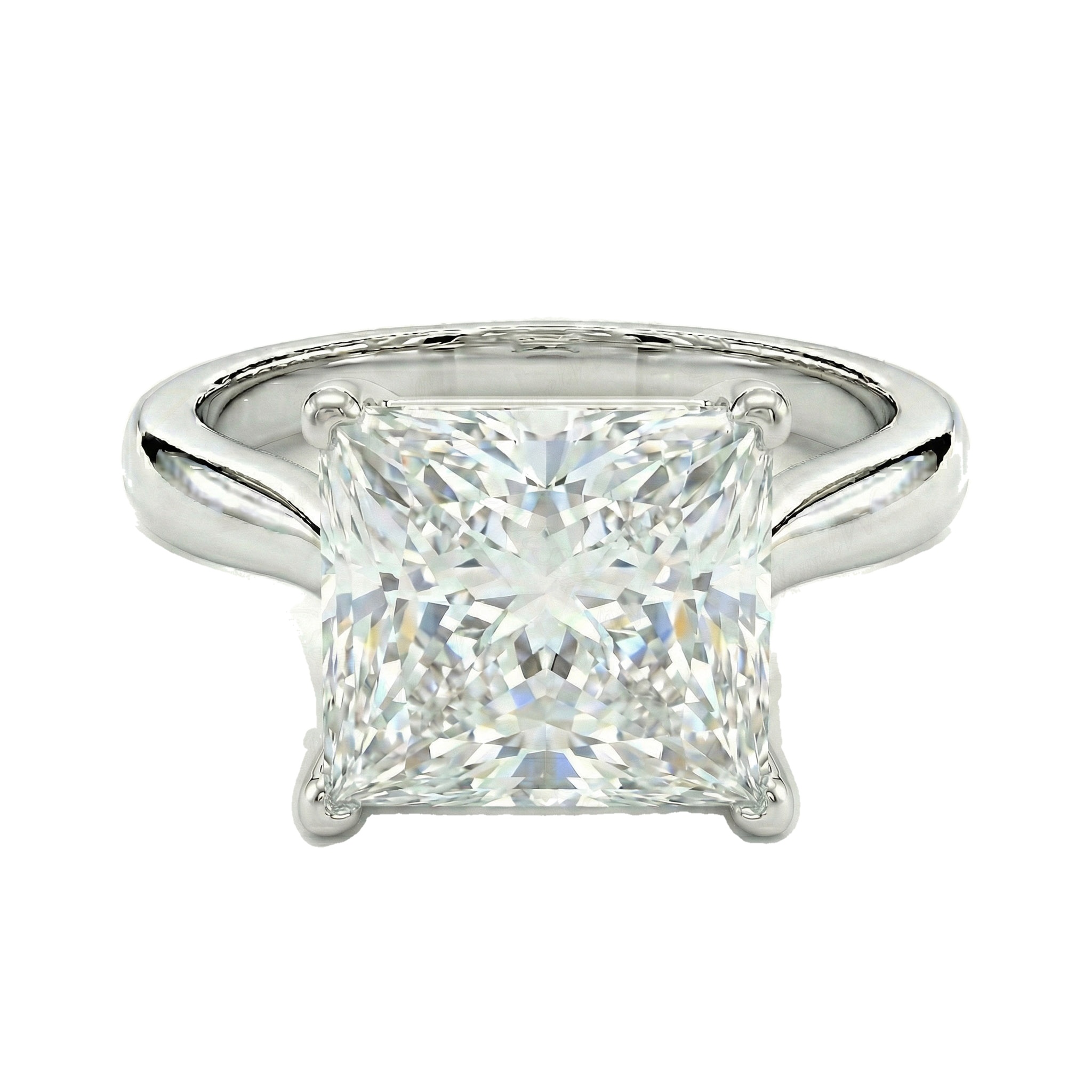 5.00 ct EF VS Lab Grown Diamond Princess Cut Prong Set Solitaire Engagement Ring in 10k White Gold