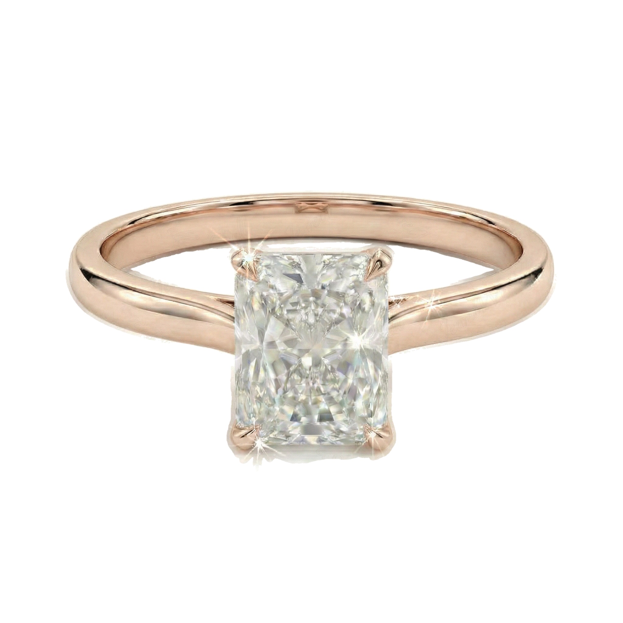 1.50 ct EF VS Lab Grown Diamond Radiant Cut Prong Set Solitaire Engagement Ring in 10k Rose Gold