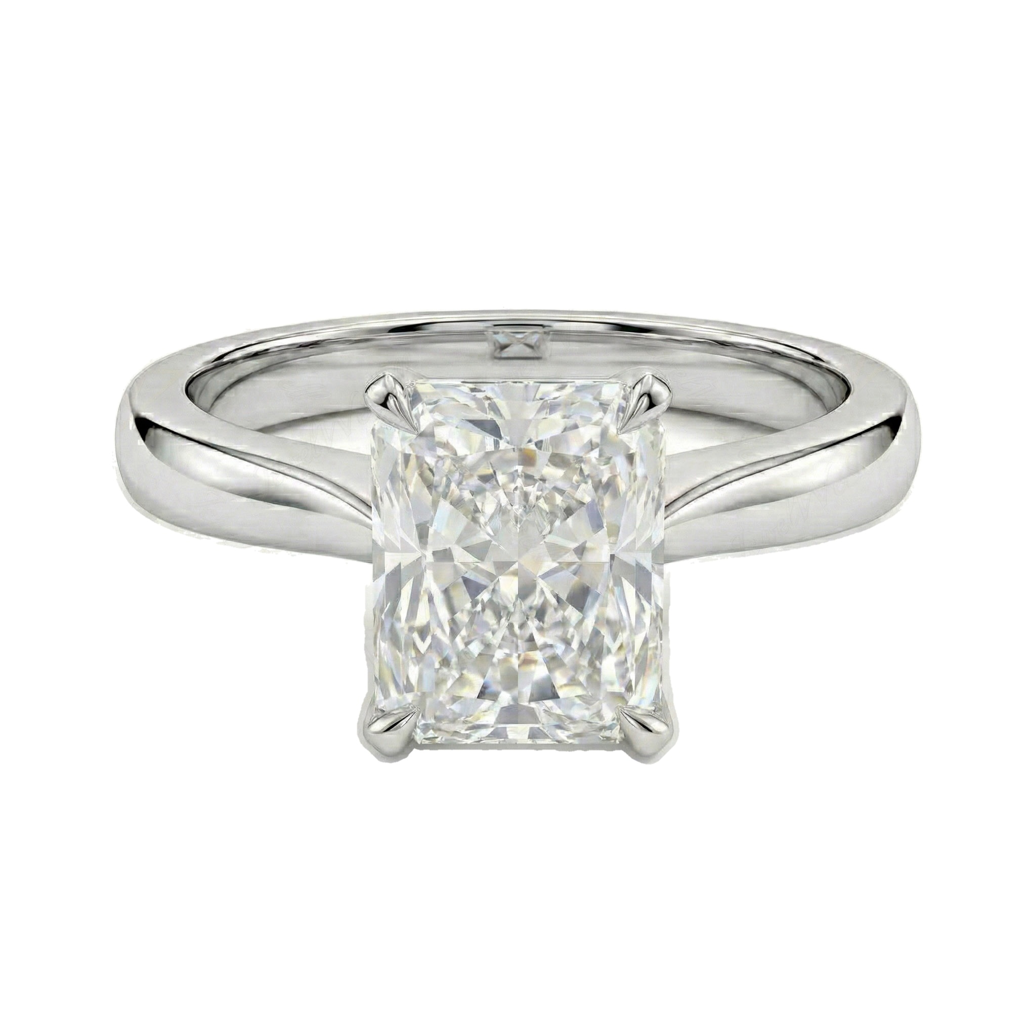5.00 ct EF VS Lab Grown Diamond Radiant Cut Prong Set Solitaire Engagement Ring in 10k White Gold