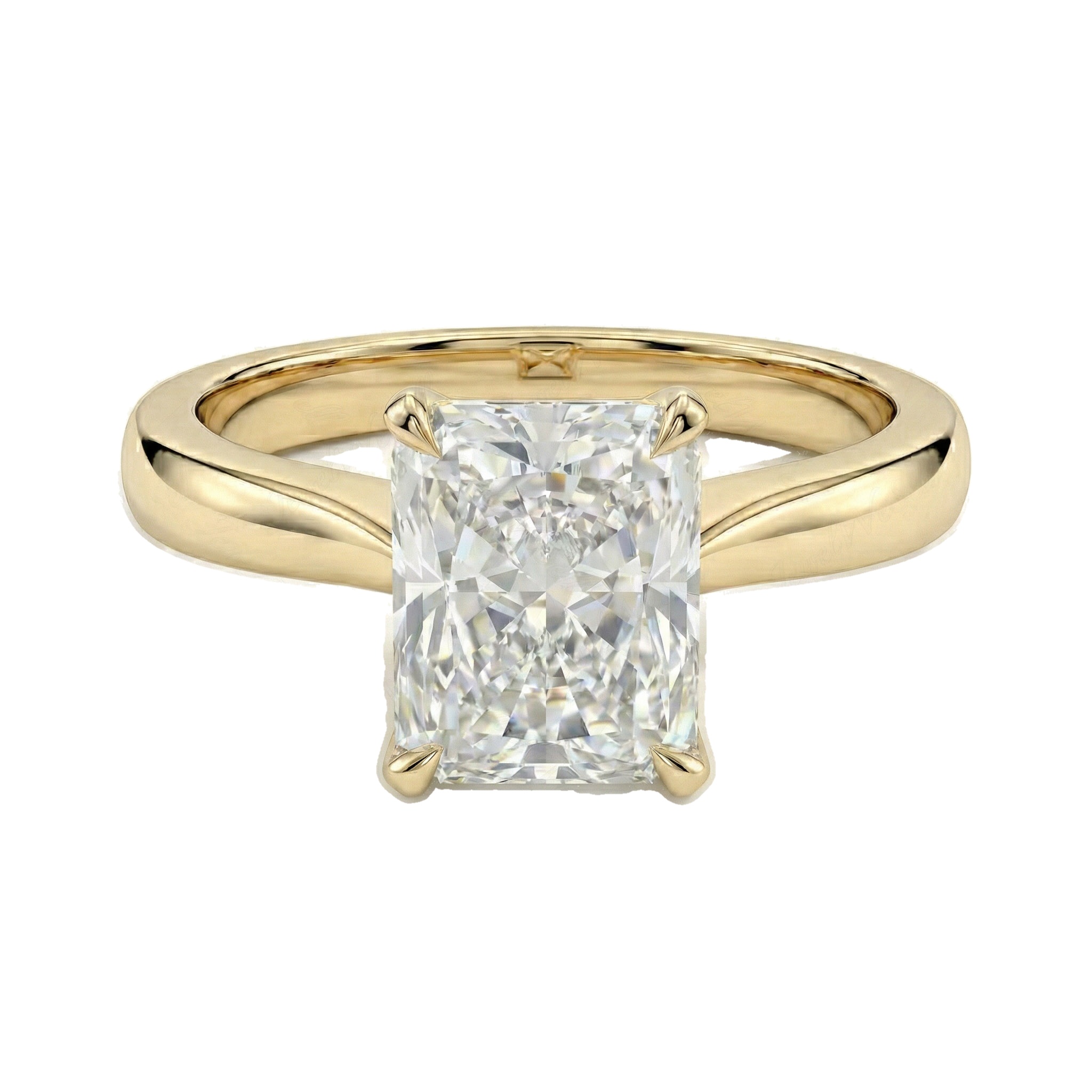 5.00 ct EF VS Lab Grown Diamond Radiant Cut Prong Set Solitaire Engagement Ring in 14k Yellow Gold