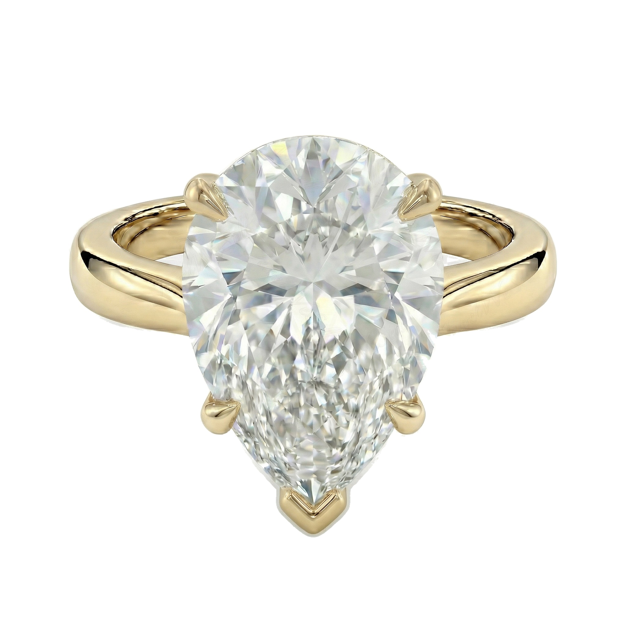 5.00 ct EF VS Lab Grown Diamond Pear Cut Prong Set Solitaire Engagement Ring in 14k Yellow Gold