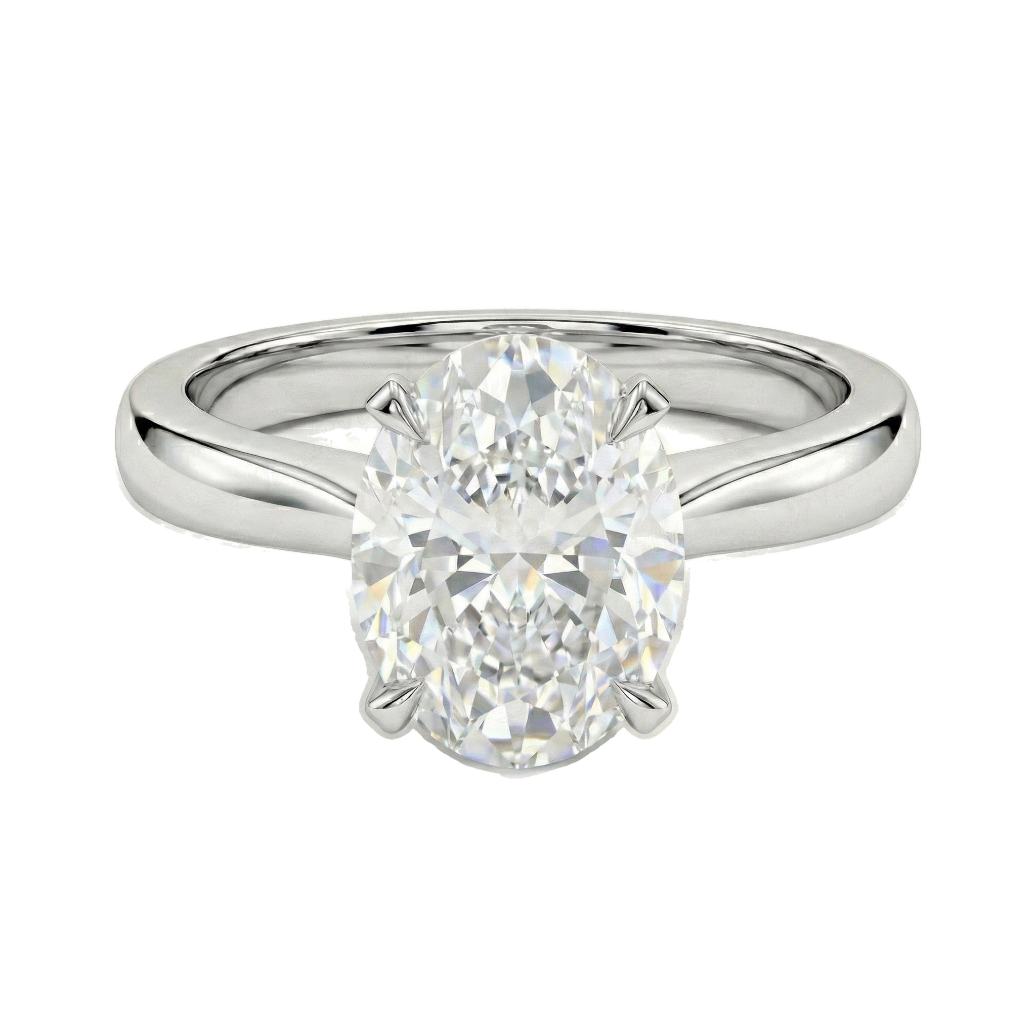 4.00 ct EF VS Lab Grown Diamond Oval Cut Prong Set Solitaire Engagement Ring in 10k White Gold