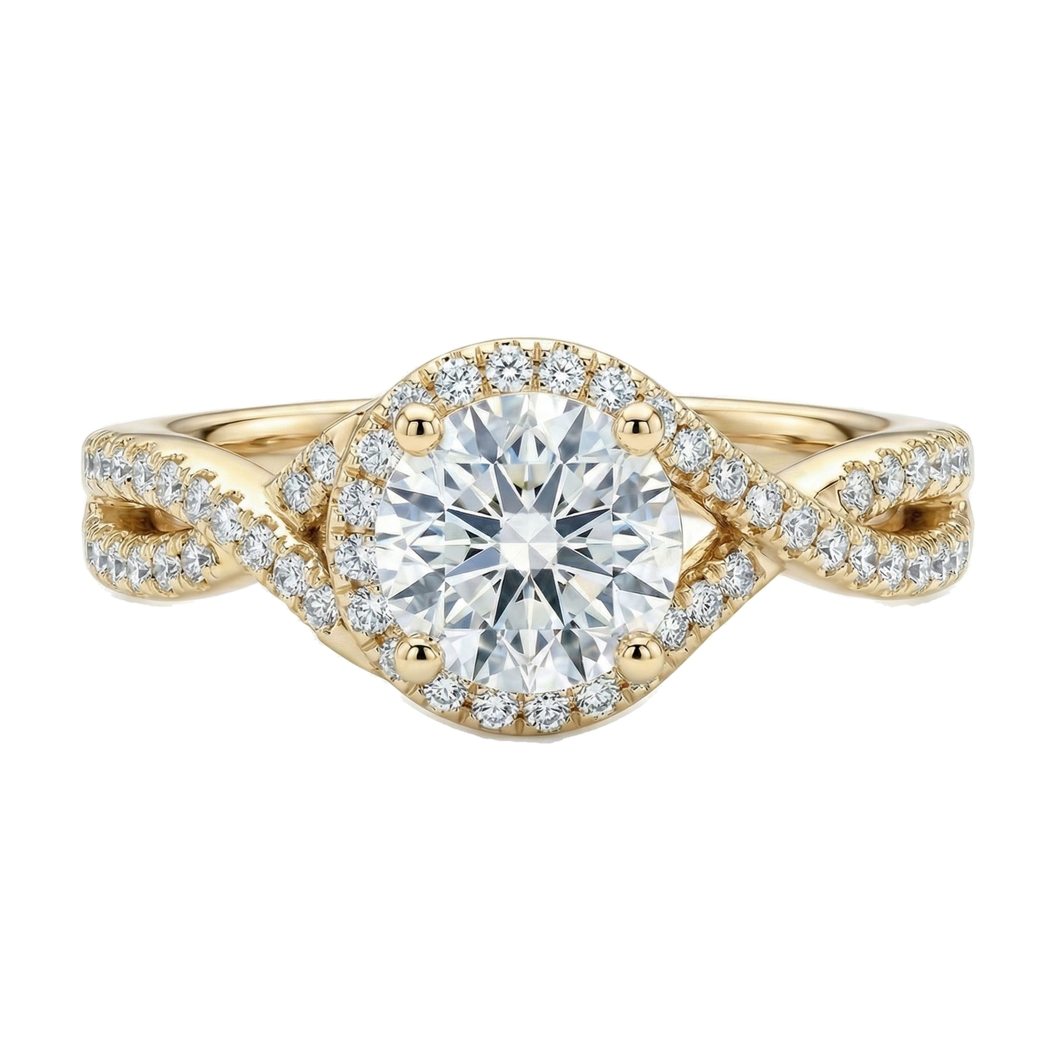 1.75 ct EF VS Lab Grown Diamond Solitaire with Accents Engagement Ring in 10k Yellow Gold