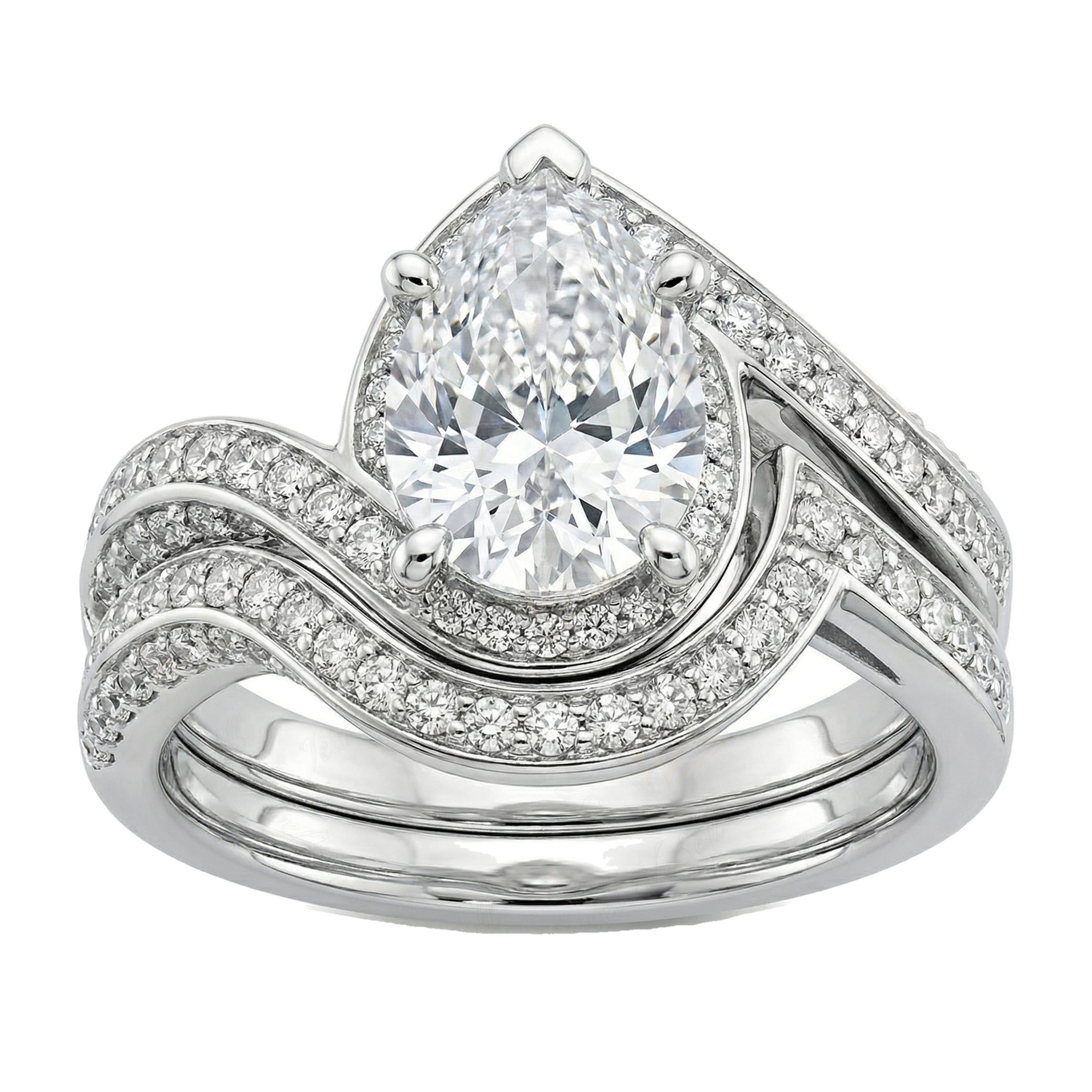 3.33 ct EF VS Lab Grown Diamond Solitaire with Accents Engagement Set in 14k White Gold