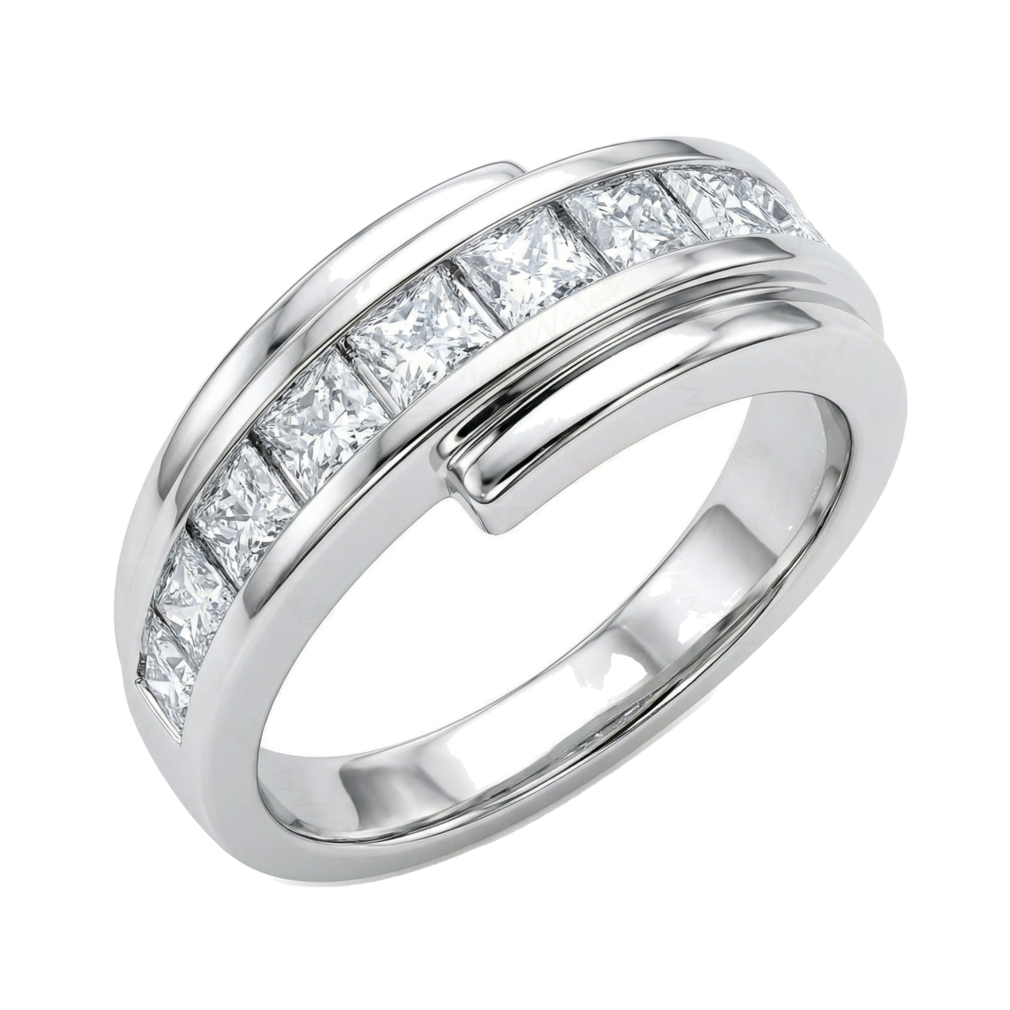 1.40 ct EF VS Lab Grown Diamond Mens Wedding Band in 10k White Gold