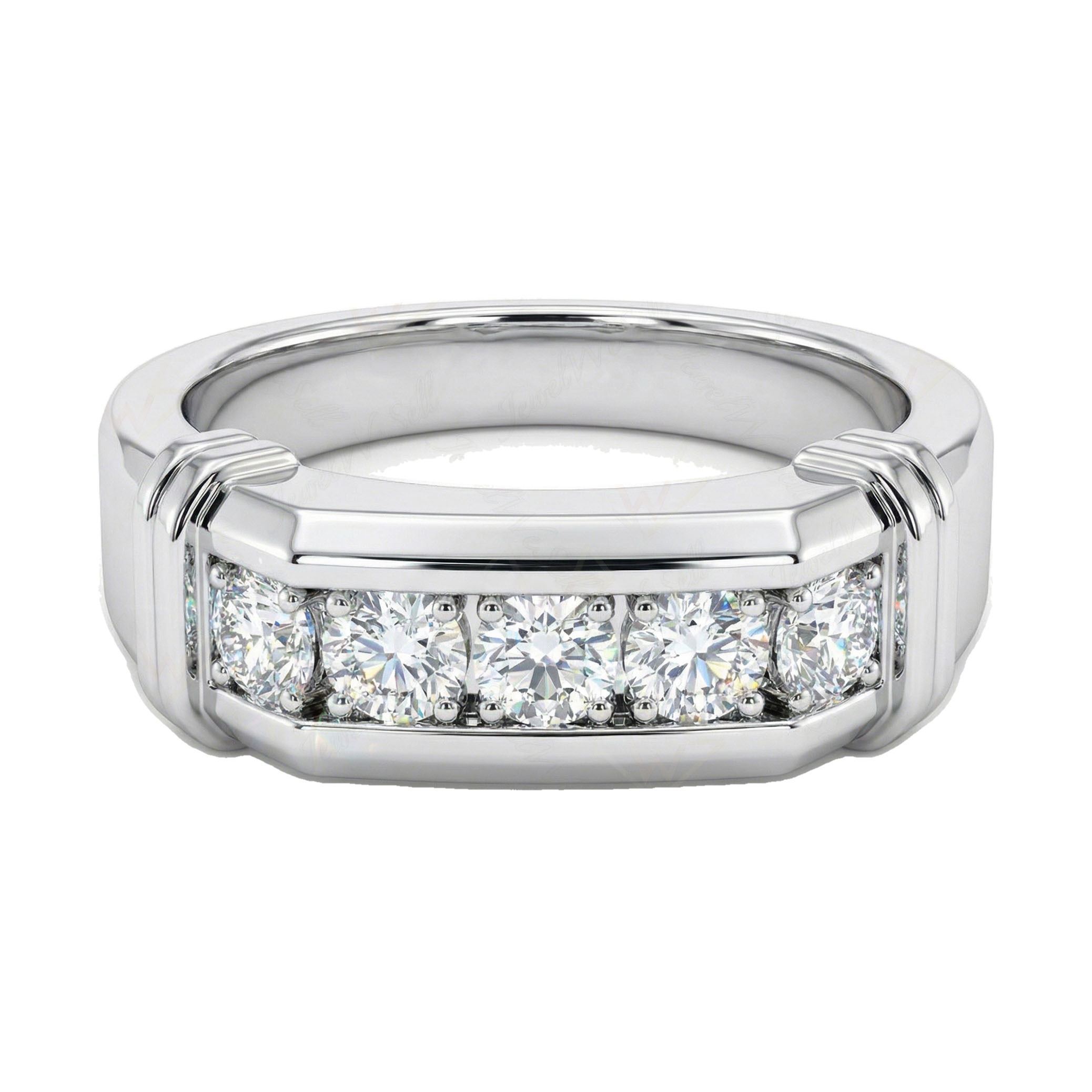 0.80 ct EF VS Lab Grown Diamond Mens Wedding Band in 10k White Gold