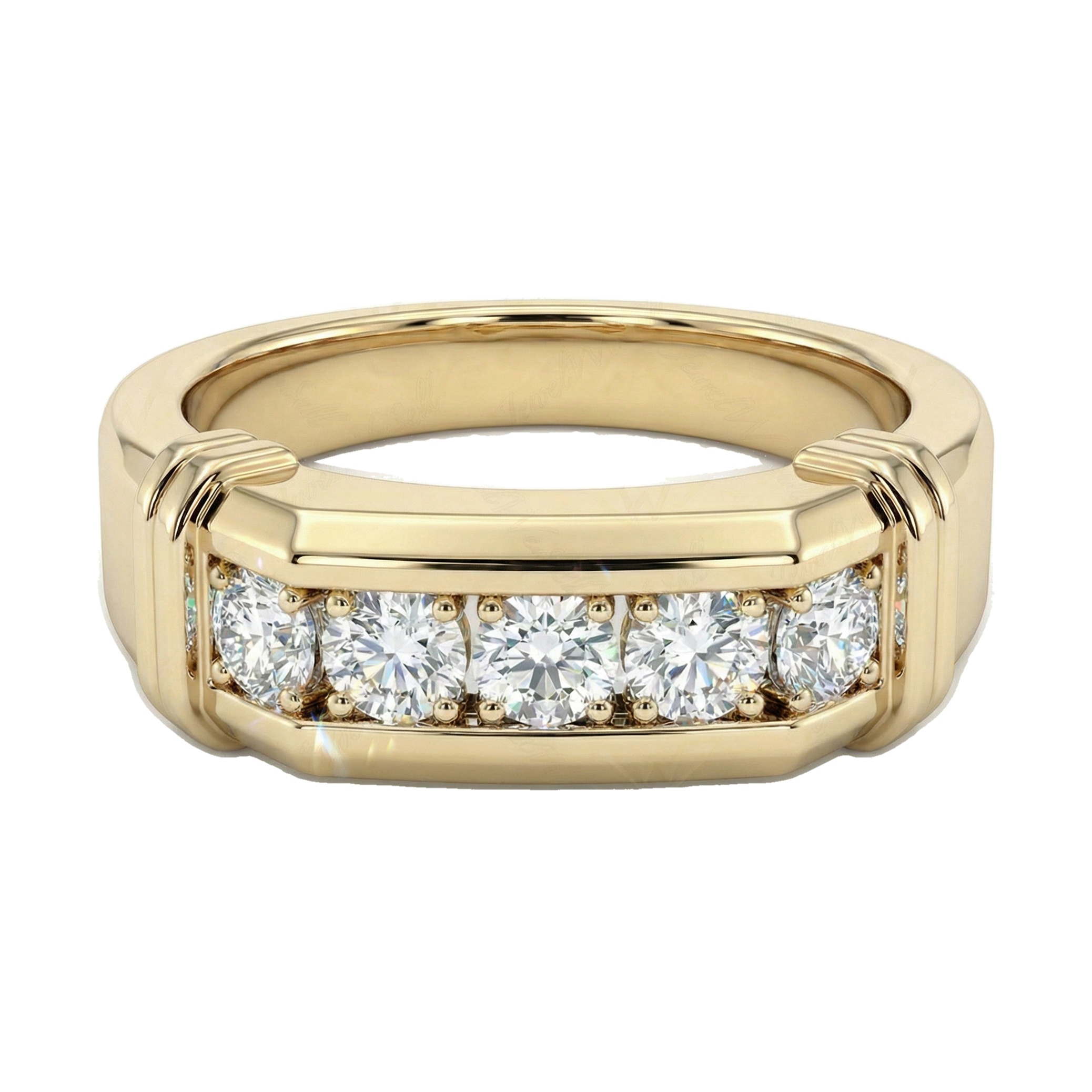 0.80 ct EF VS Lab Grown Diamond Mens Wedding Band in 14k Yellow Gold