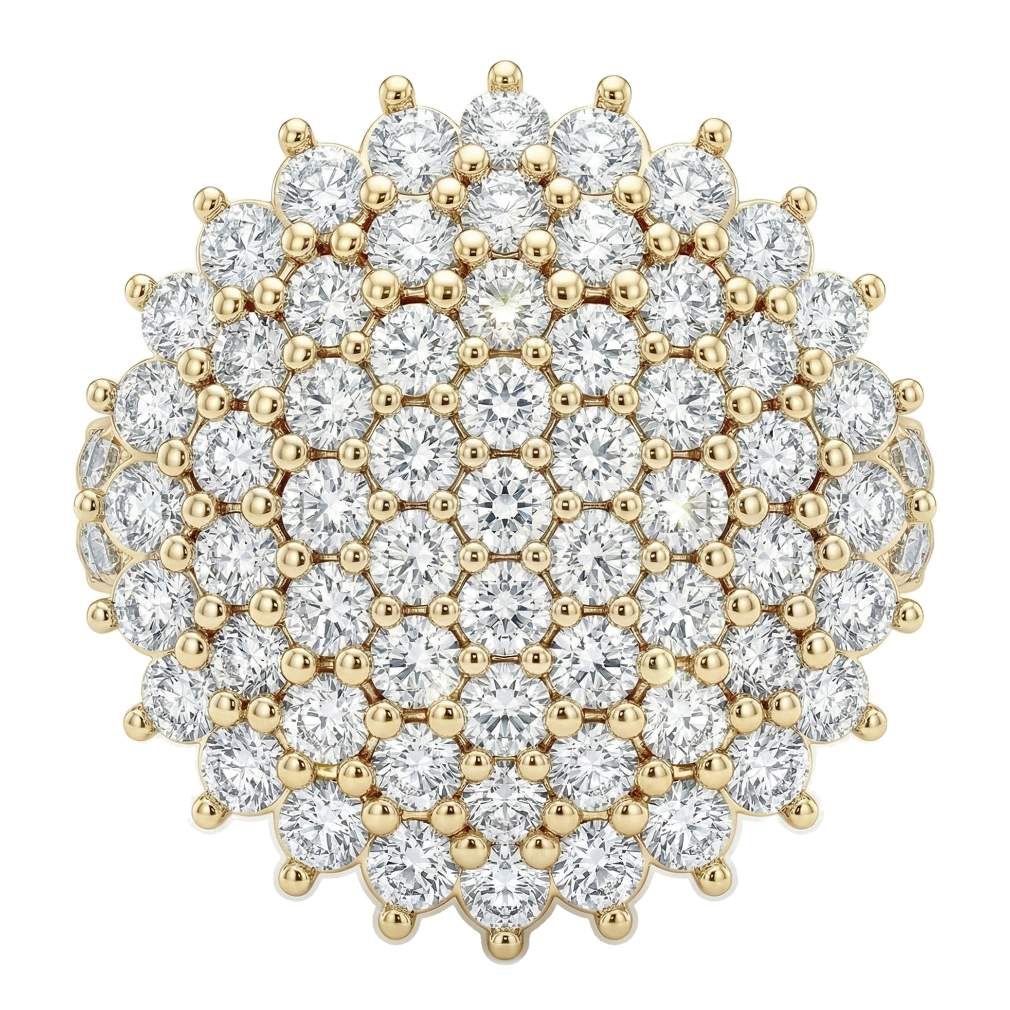 4.75 ct EF VS Lab Grown Diamond Circle Cluster Engagement Ring in 14k Yellow Gold