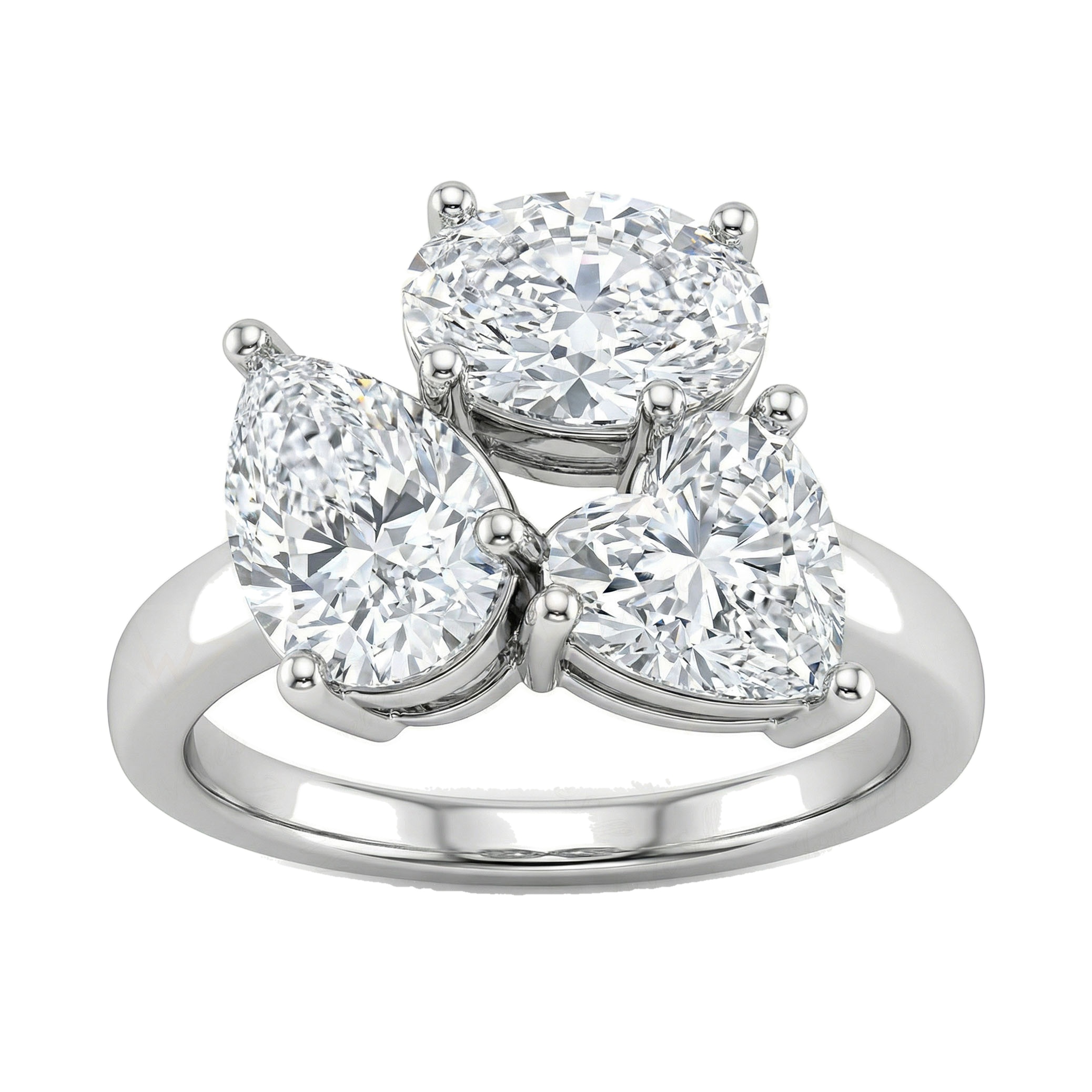 3.00 ct EF VS Lab Grown Diamond Multi Stone Engagement Ring in 10k White Gold