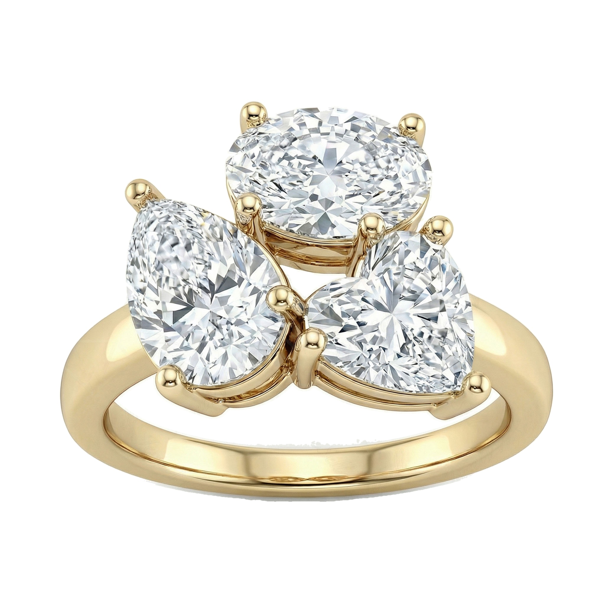 3.00 ct EF VS Lab Grown Diamond Multi Stone Engagement Ring in 10k Yellow Gold