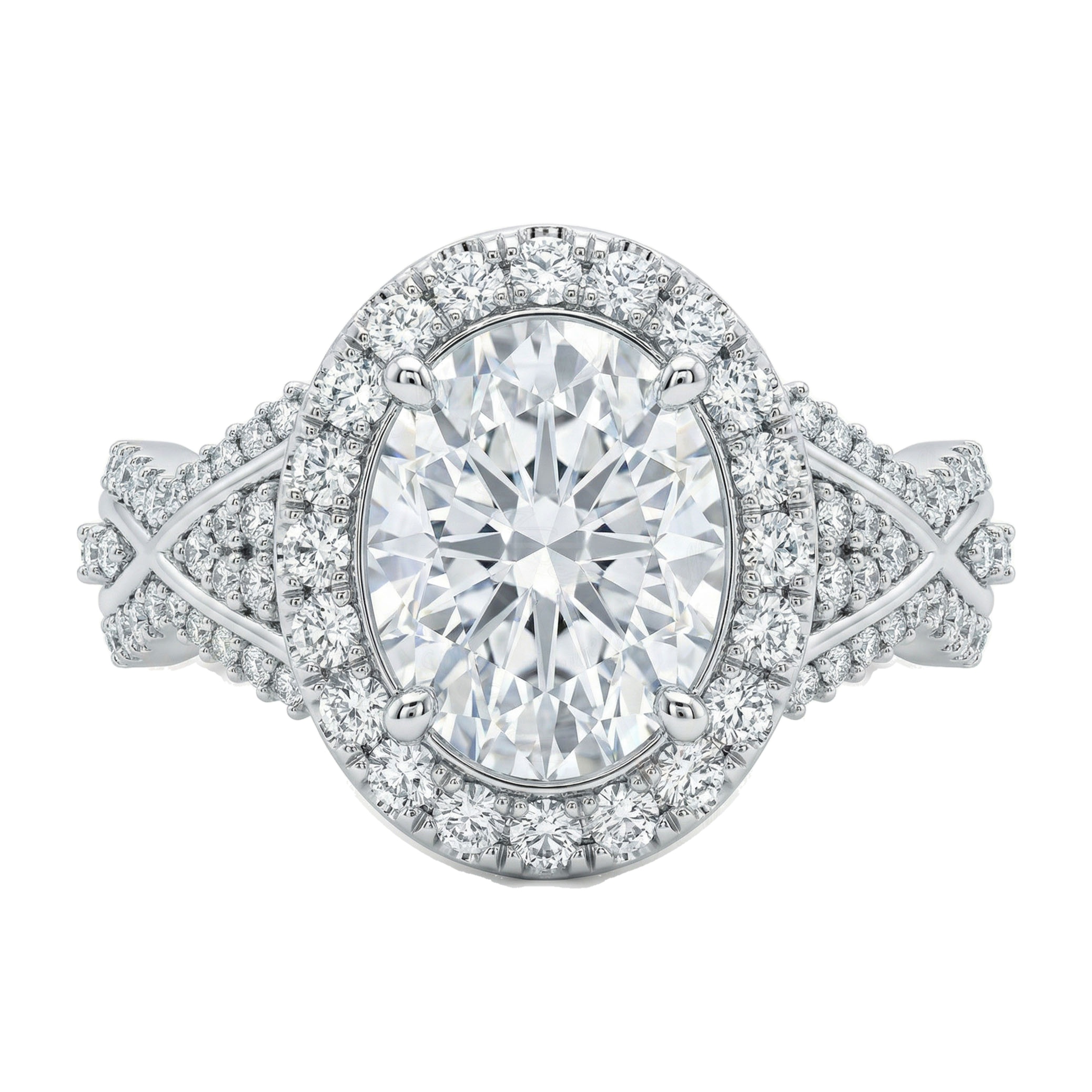3.00 ct EF VS Lab Grown Diamond Halo Engagement Ring in 14k White Gold