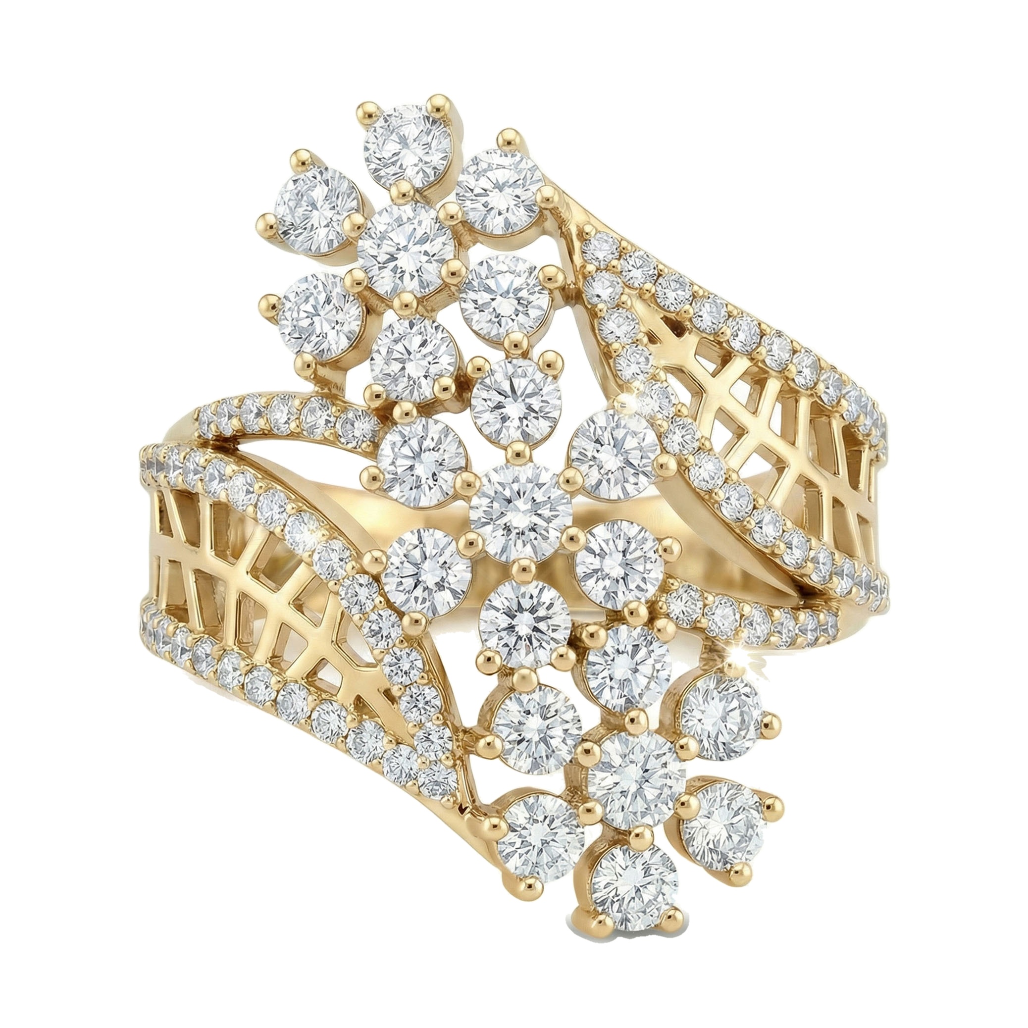 2.10 ct EF VS Lab Grown Diamond Fancy Ring in 14k Yellow Gold