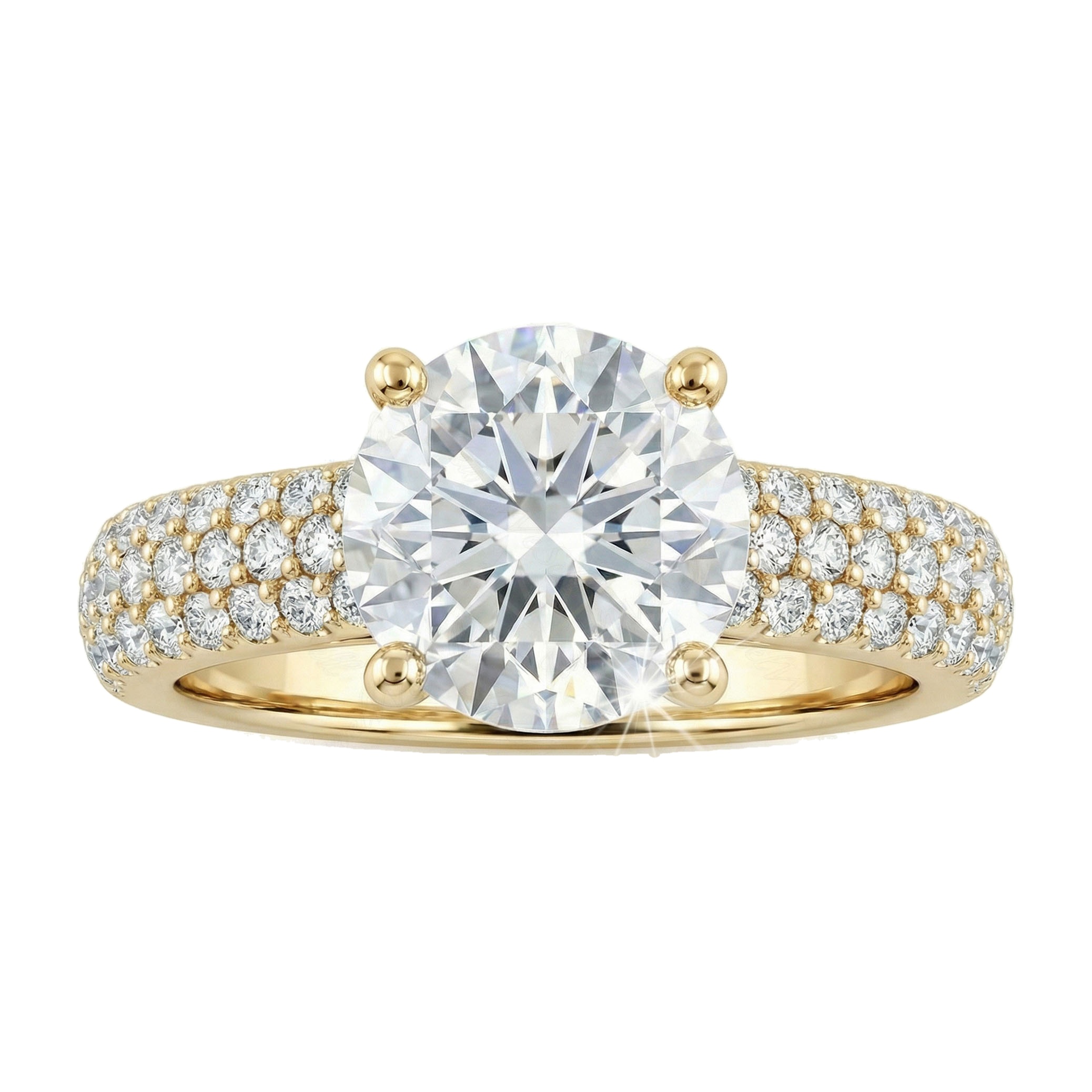 1.50 ct EF VS Lab Grown Diamond Solitaire with Accents Engagement Ring in 14k Yellow Gold