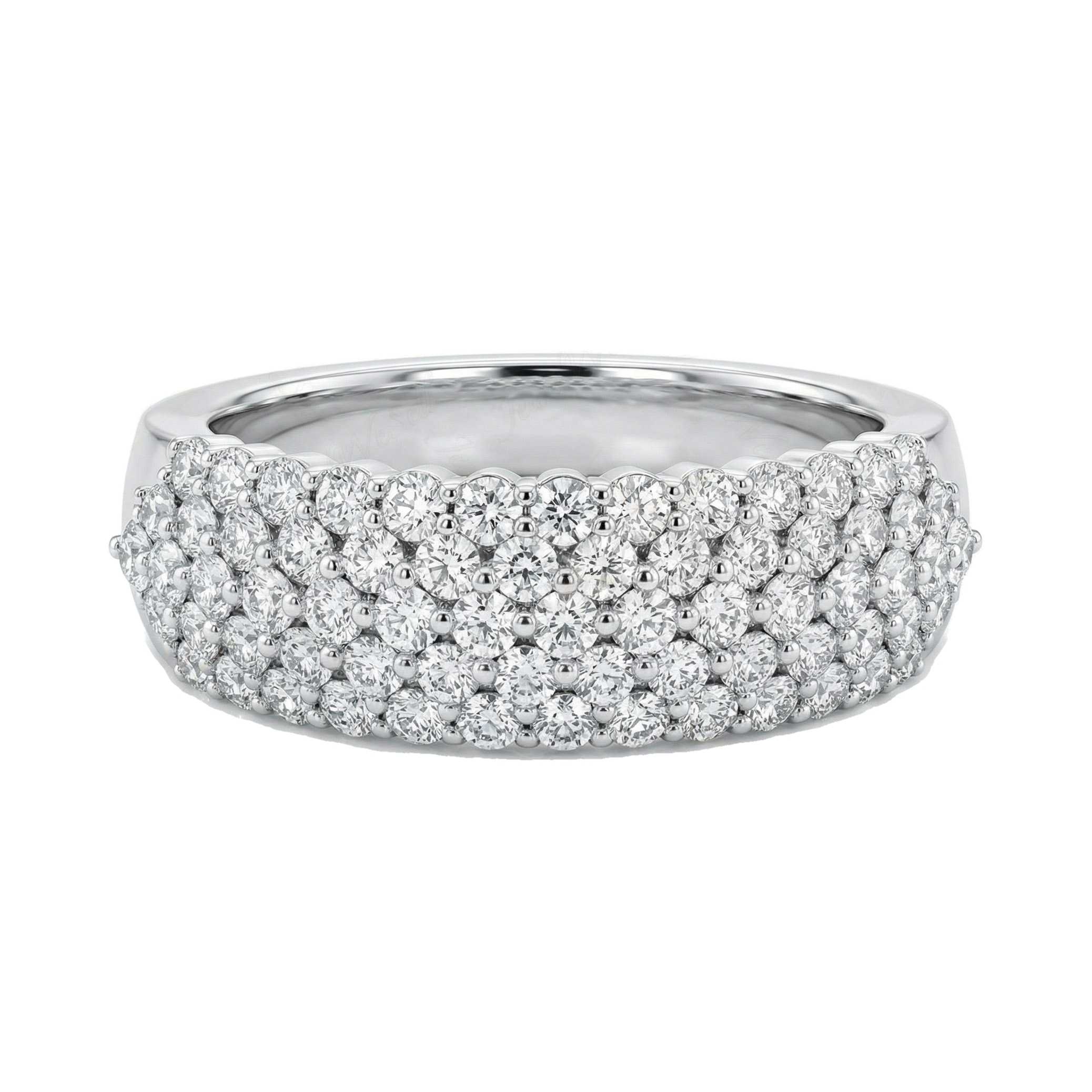 0.90 ct EF VS Lab Grown Diamond Multi Row Wedding Band in 10k White Gold