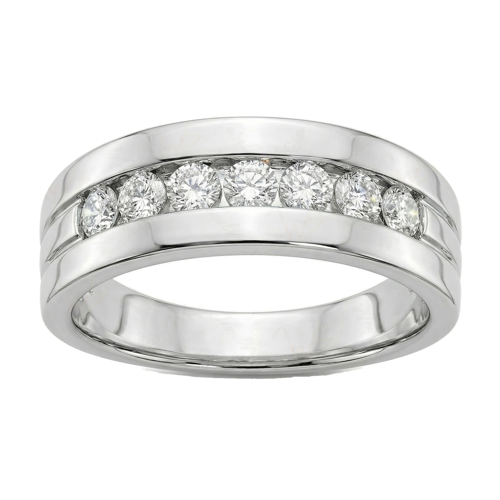 0.66 ct EF VS Lab Grown Diamond Mens Wedding Band in 14k White Gold