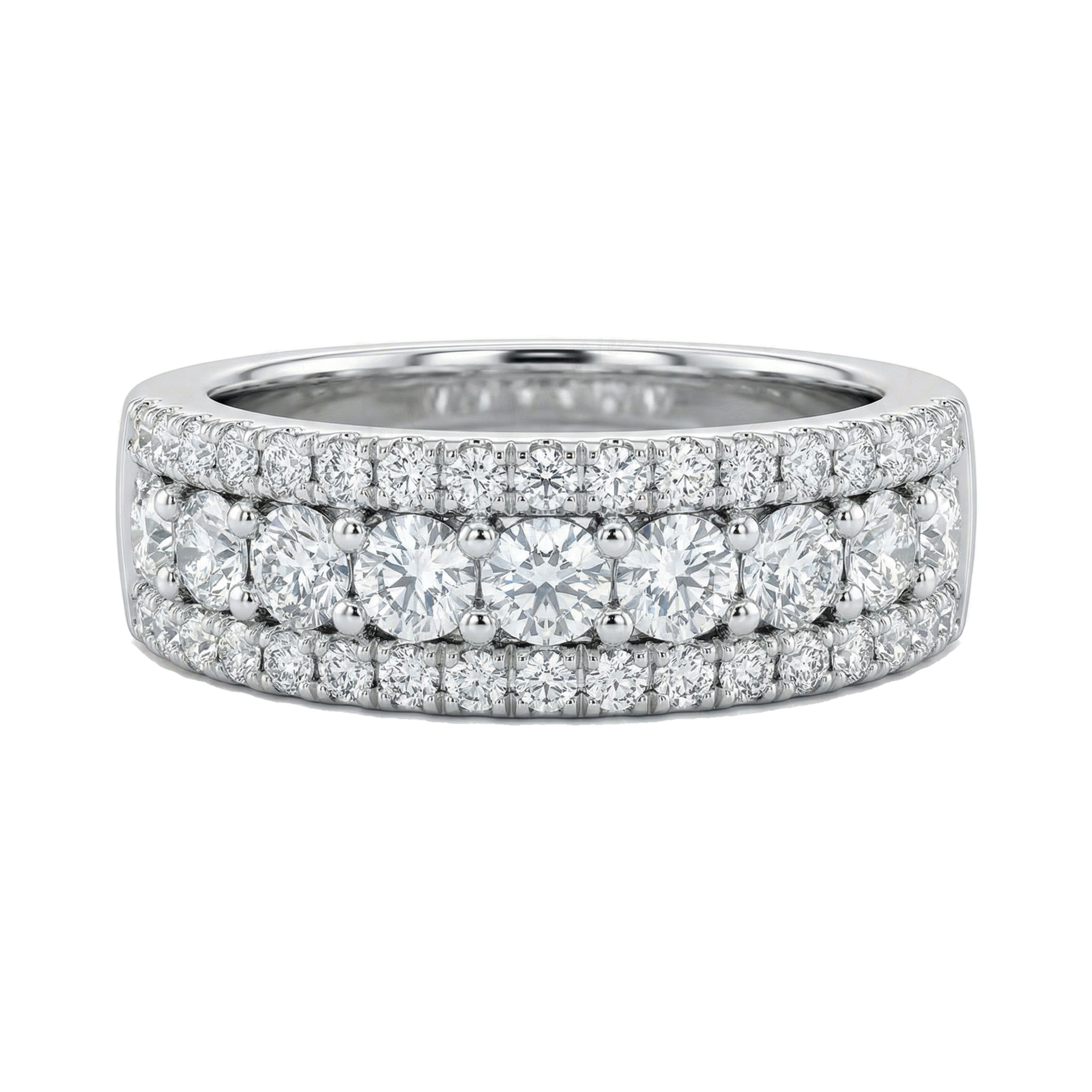 0.75 ct EF VS Lab Grown Diamond Multi Row Wedding Band in 10k White Gold