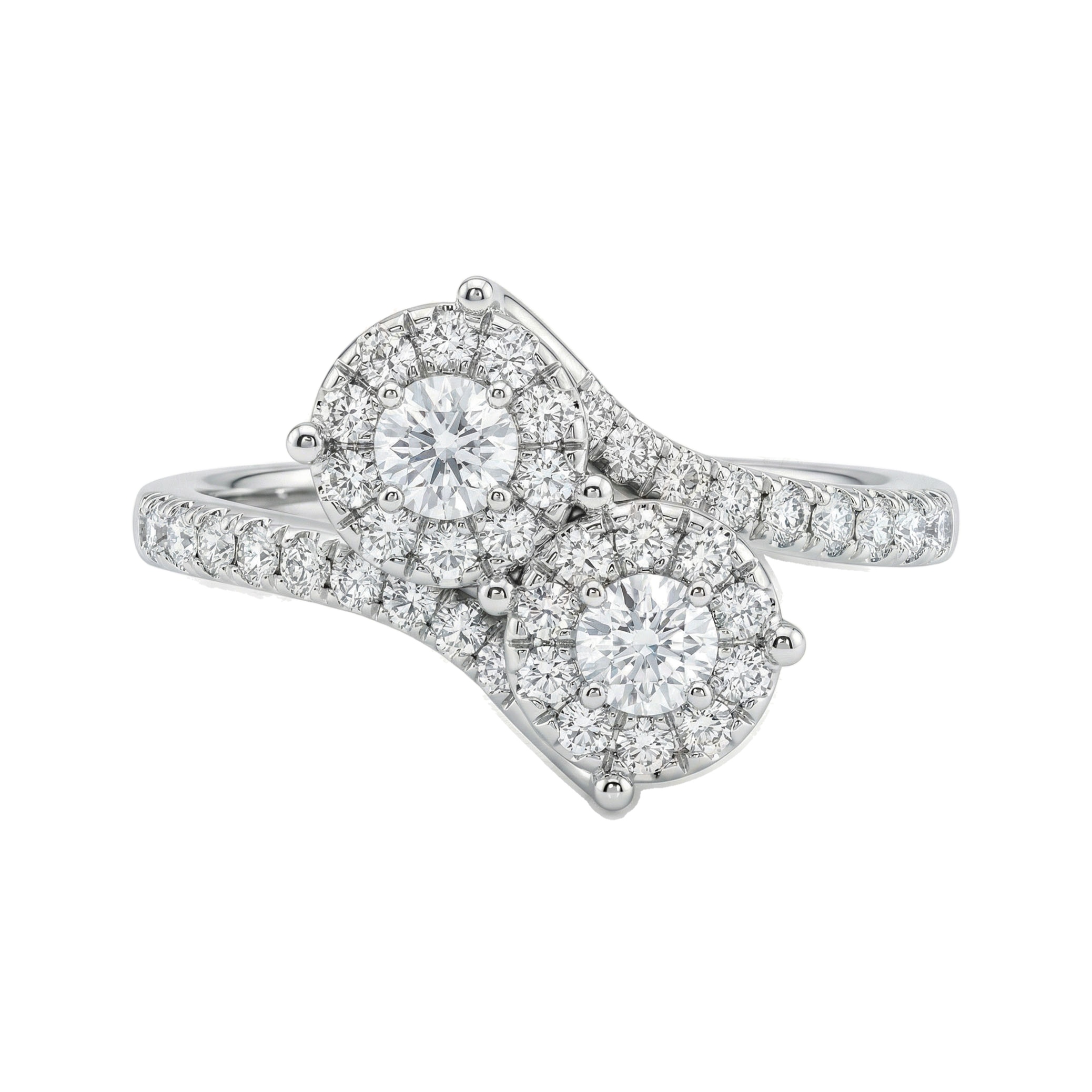 0.90 ct EF VS Lab Grown Diamond Multi Stone Engagement Ring in 10k White Gold