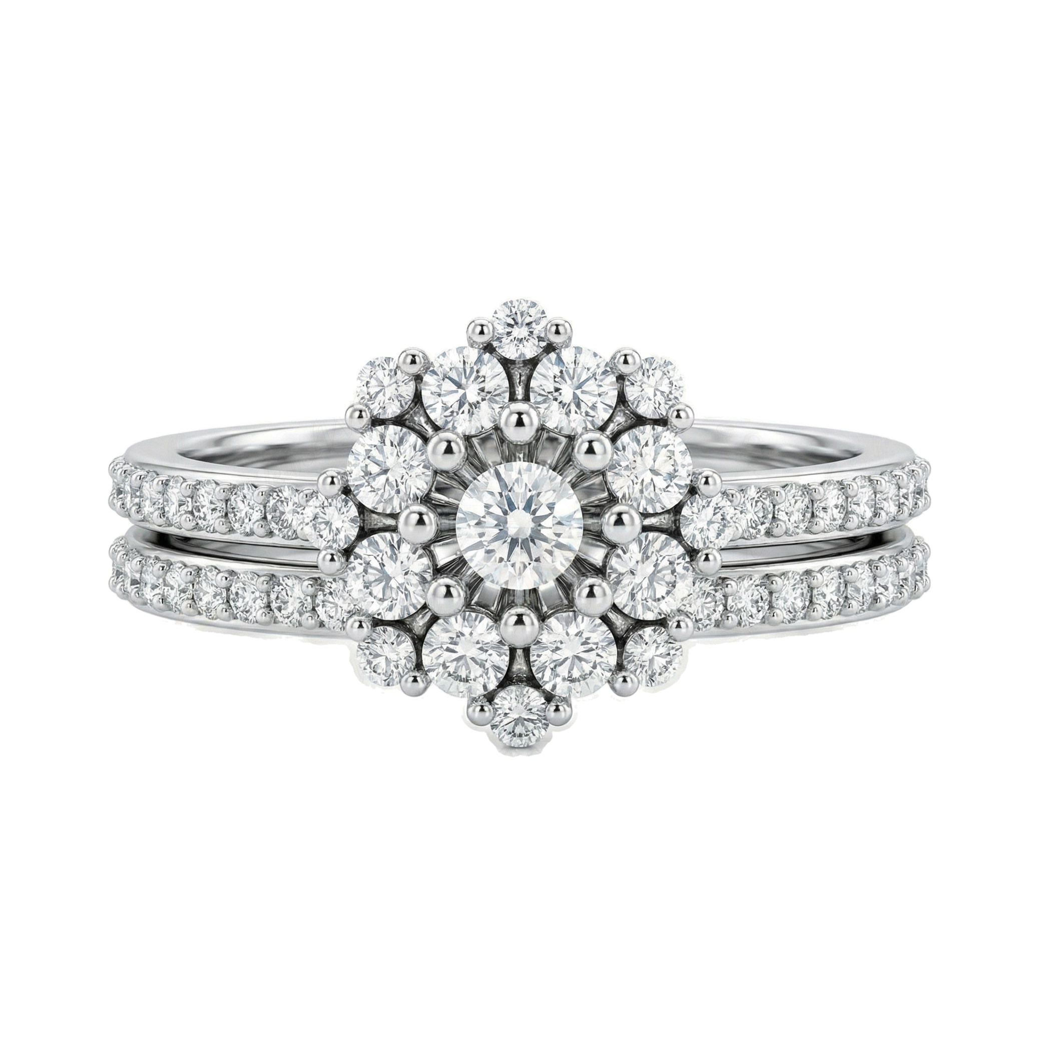 0.40 ct EF VS Lab Grown Diamond Cluster Engagement Set in 14k White Gold