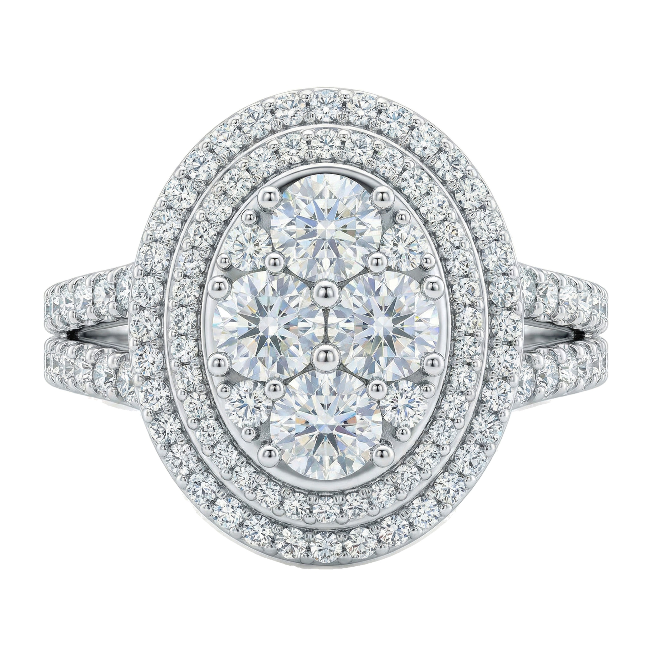 1.20 ct EF VS Lab Grown Diamond Oval Cluster Engagement Set in 10k White Gold