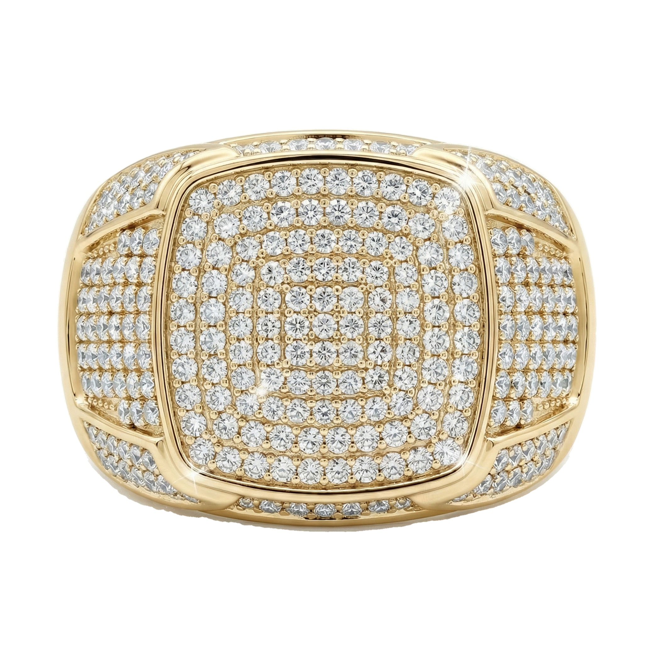 1.75 ct EF VS Lab Grown Diamond Mens Statement Ring in 14k Yellow Gold