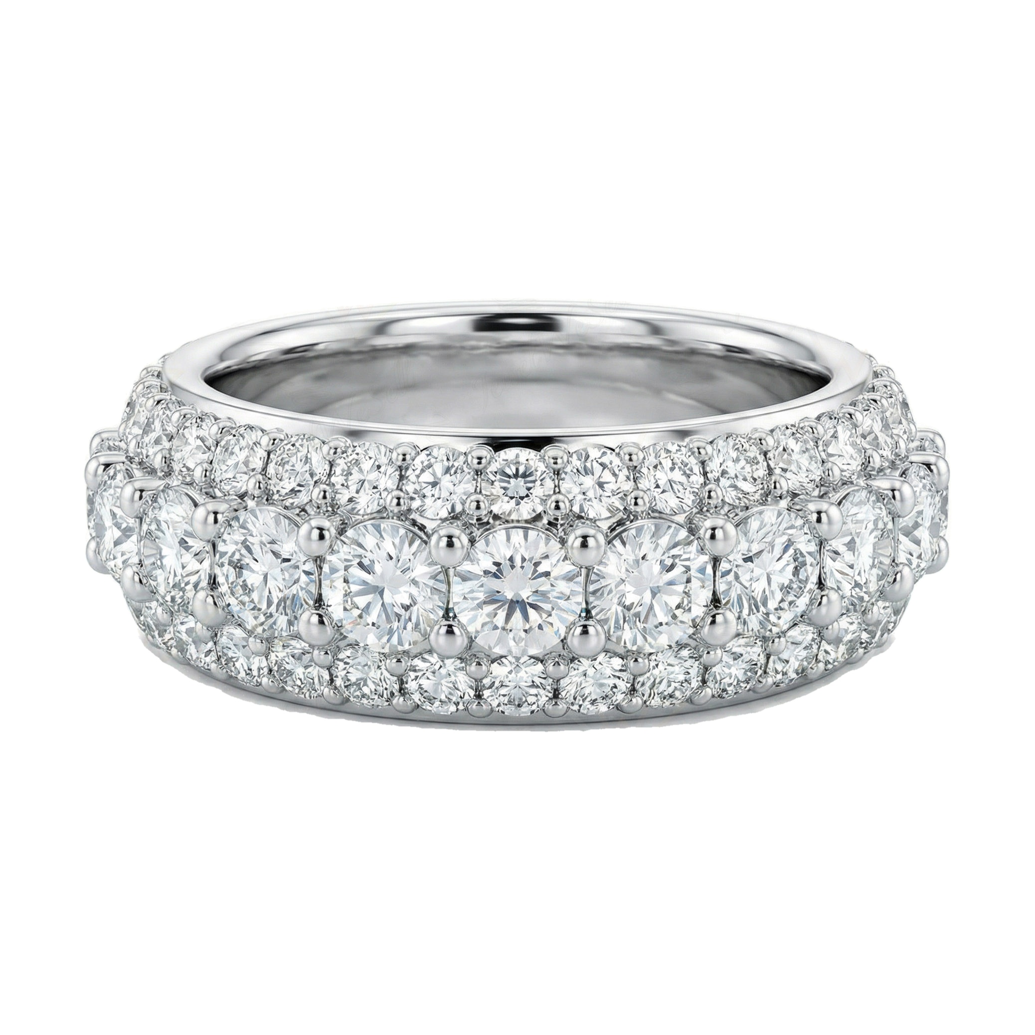 2.10 ct EF VS Lab Grown Diamond Multi Row Wedding Band in 10k White Gold