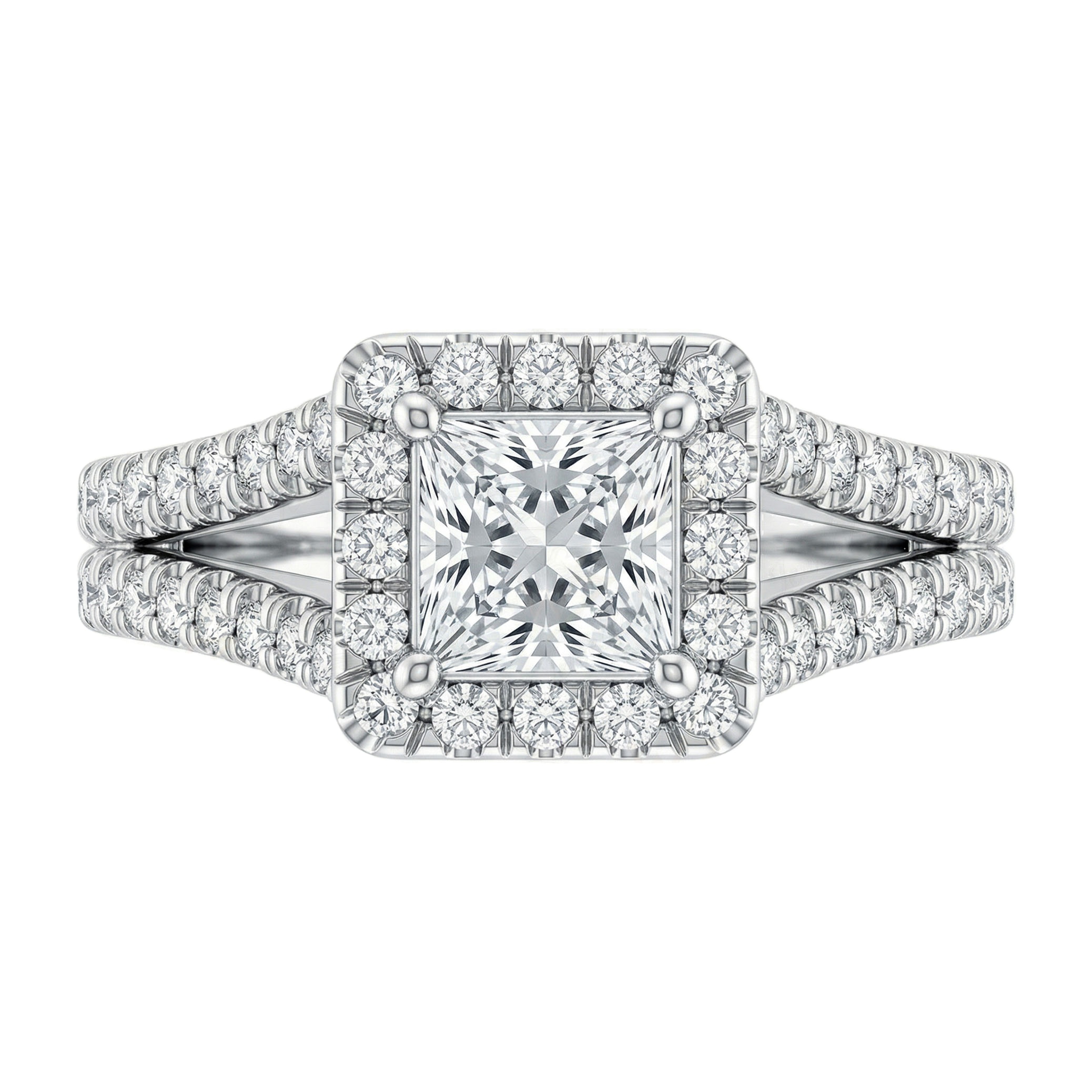 1.75 ct EF VS Lab Grown Diamond Halo Engagement Ring in 14k White Gold