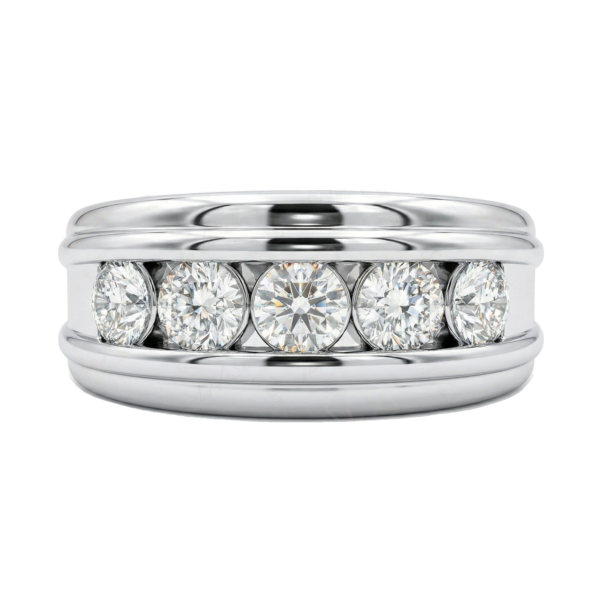 0.90 ct EF VS Lab Grown Diamond Mens Wedding Band in 10k White Gold
