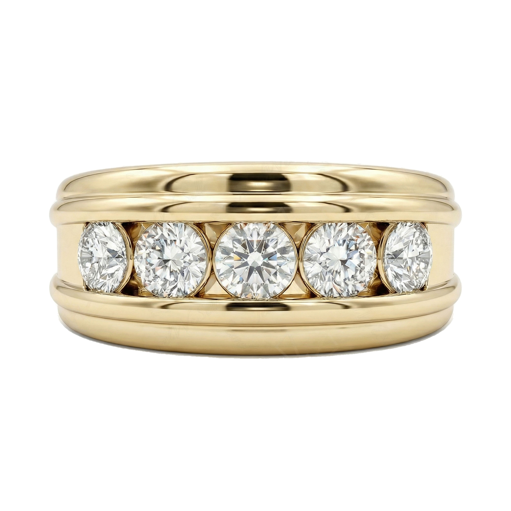 0.90 ct EF VS Lab Grown Diamond Mens Wedding Band in 10k Yellow Gold