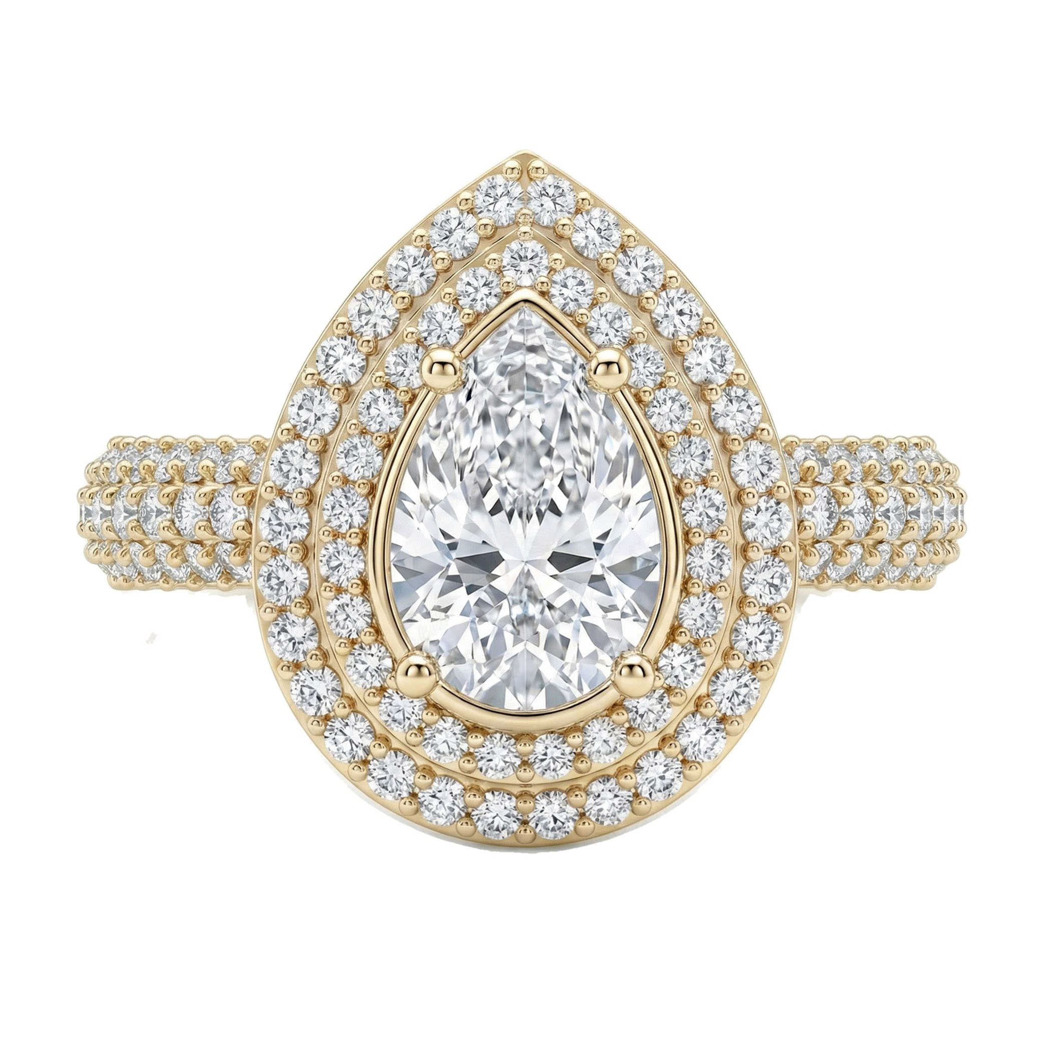 2.20 ct EF VS Lab Grown Diamond Halo Engagement Ring in 10k Yellow Gold