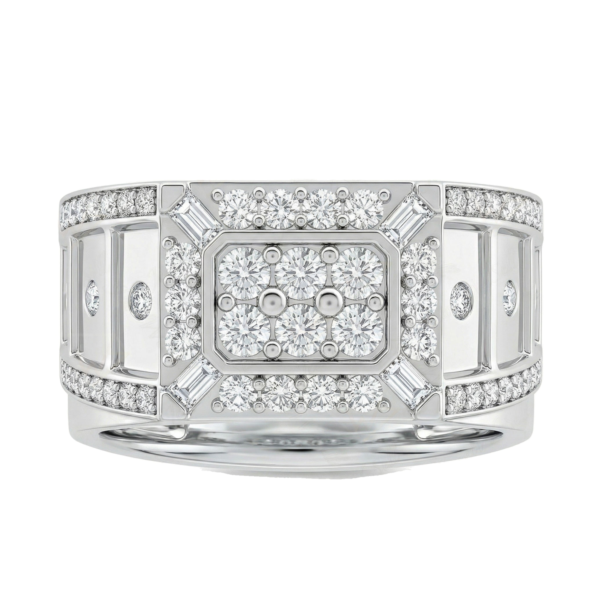 0.60 ct EF VS Lab Grown Diamond Mens Statement Ring in 10k White Gold