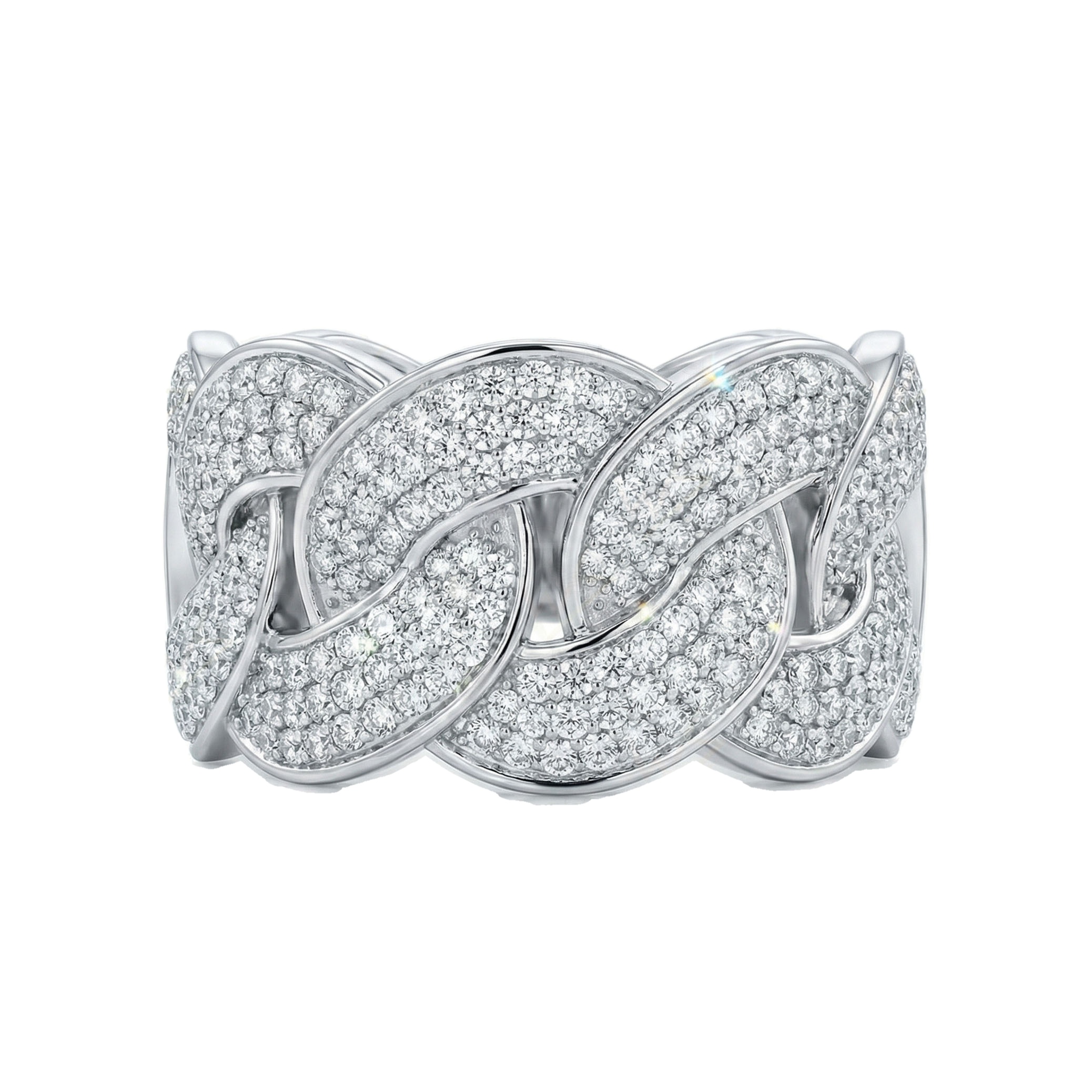 1.25 ct EF VS Lab Grown Diamond Mens Cuban Ring in 14k White Gold