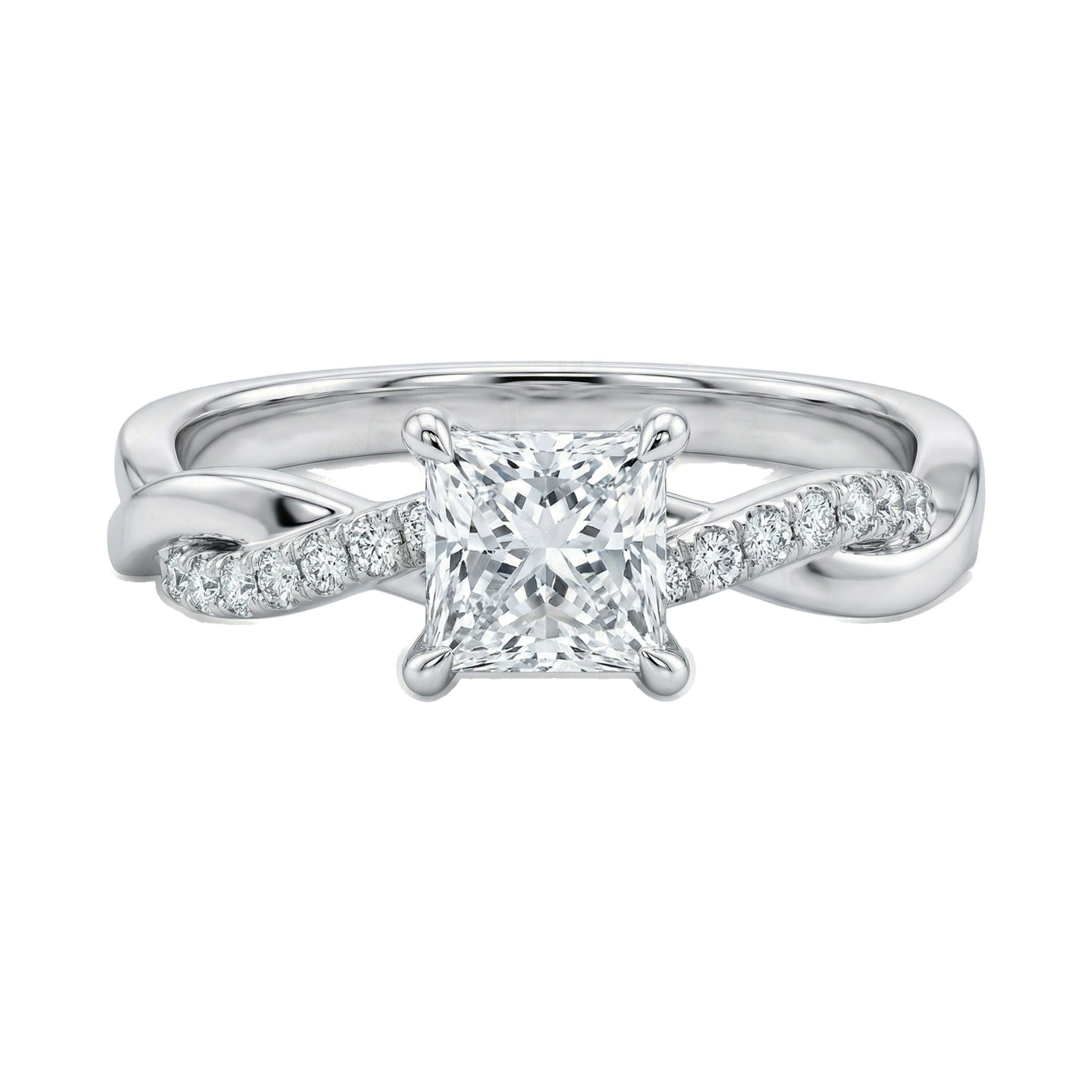 1.10 ct EF VS Lab Grown Diamond Solitaire with Accents Engagement Ring in 10k White Gold