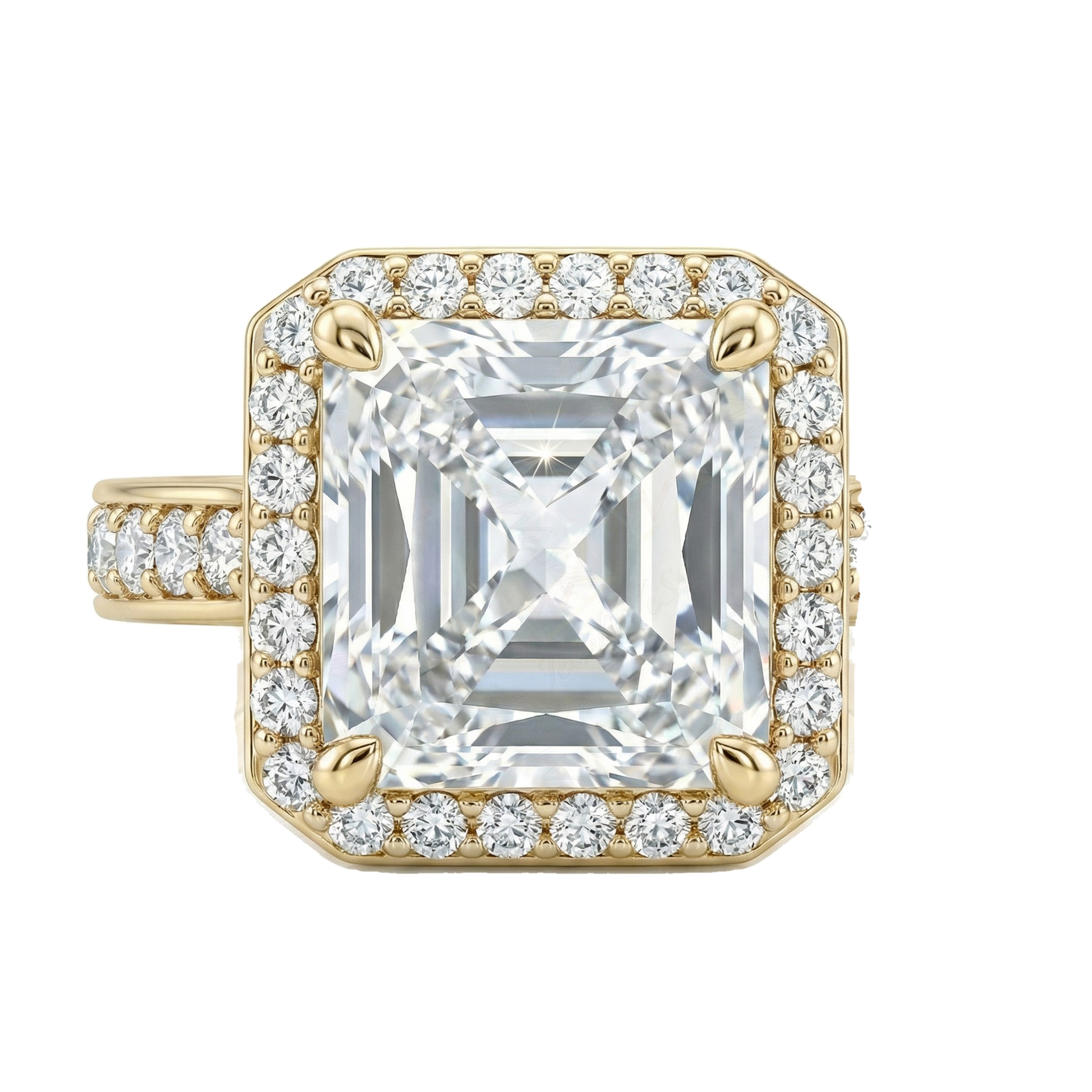 3.15 ct EF VS Lab Grown Diamond Halo Engagement Ring in 14k Yellow Gold