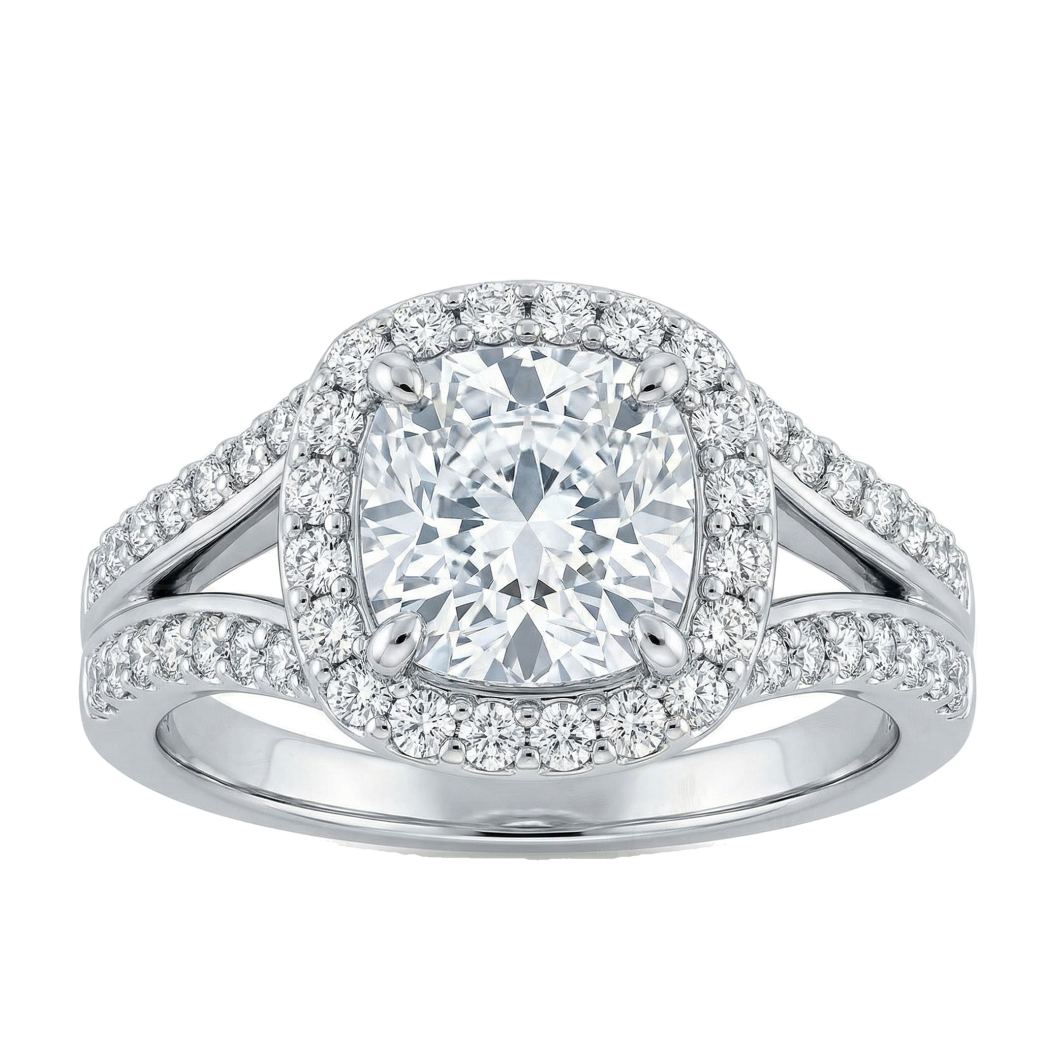2.50 ct EF VS Lab Grown Diamond Halo Engagement Ring in 14k White Gold