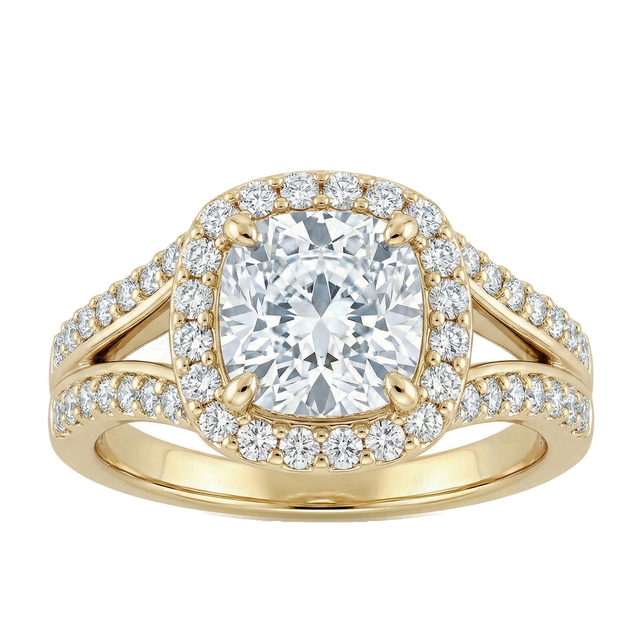4.40 ct EF VS Lab Grown Diamond Halo Engagement Ring in 10k Yellow Gold