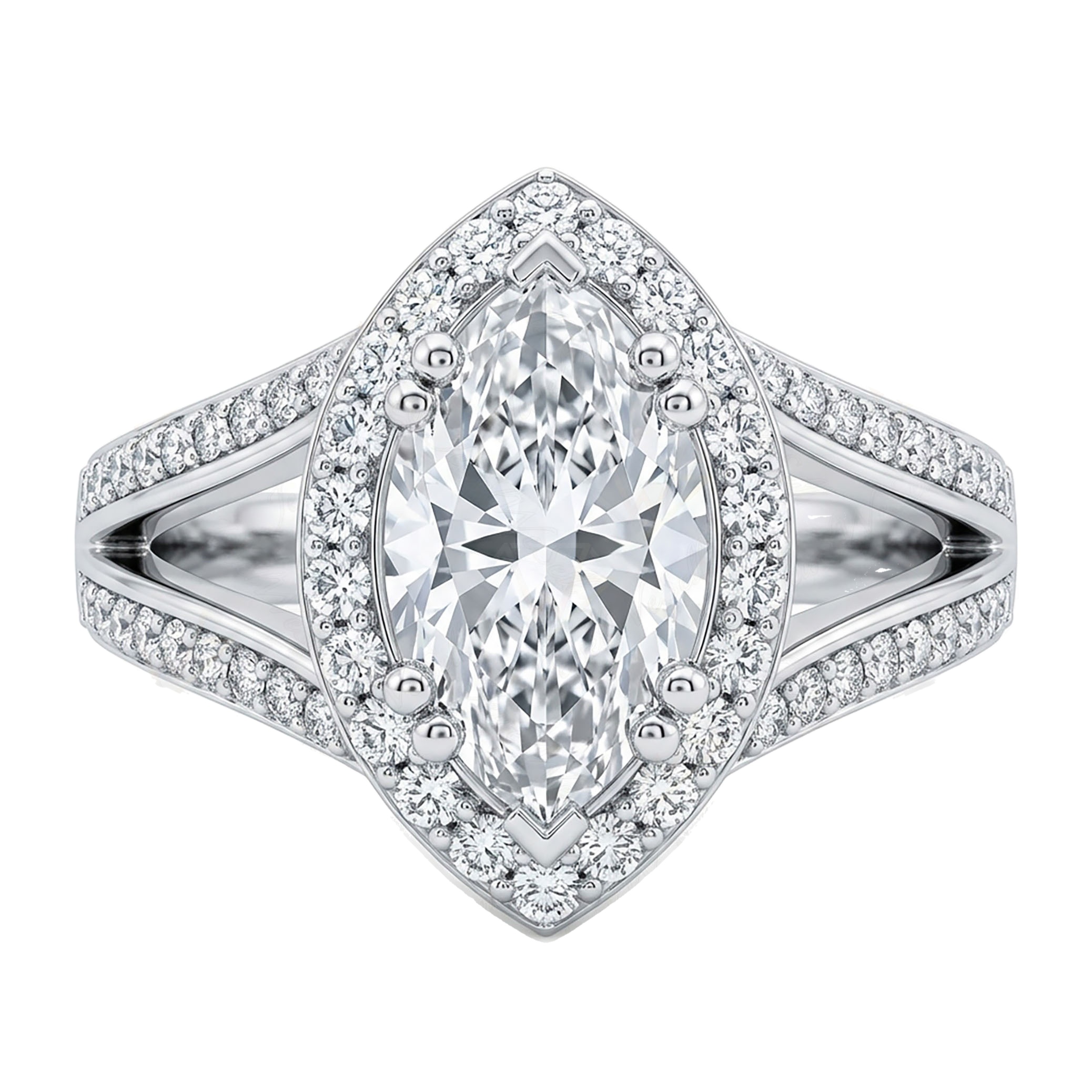 1.40 ct EF VS Lab Grown Diamond Halo Engagement Ring in 14k White Gold