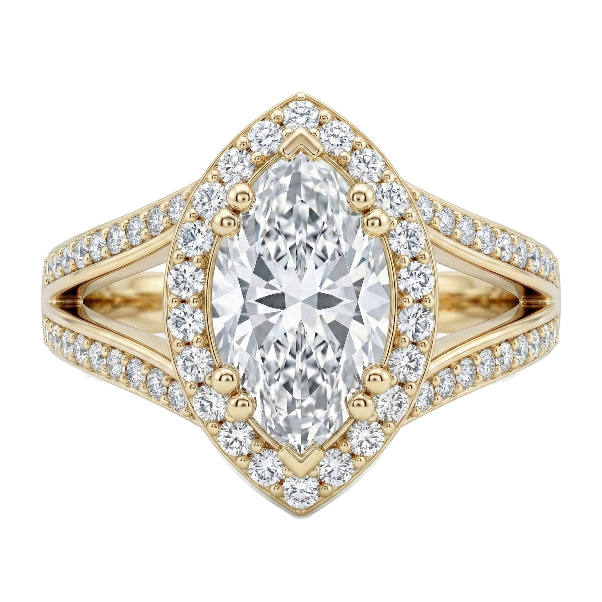 1.40 ct EF VS Lab Grown Diamond Halo Engagement Ring in 10k Yellow Gold