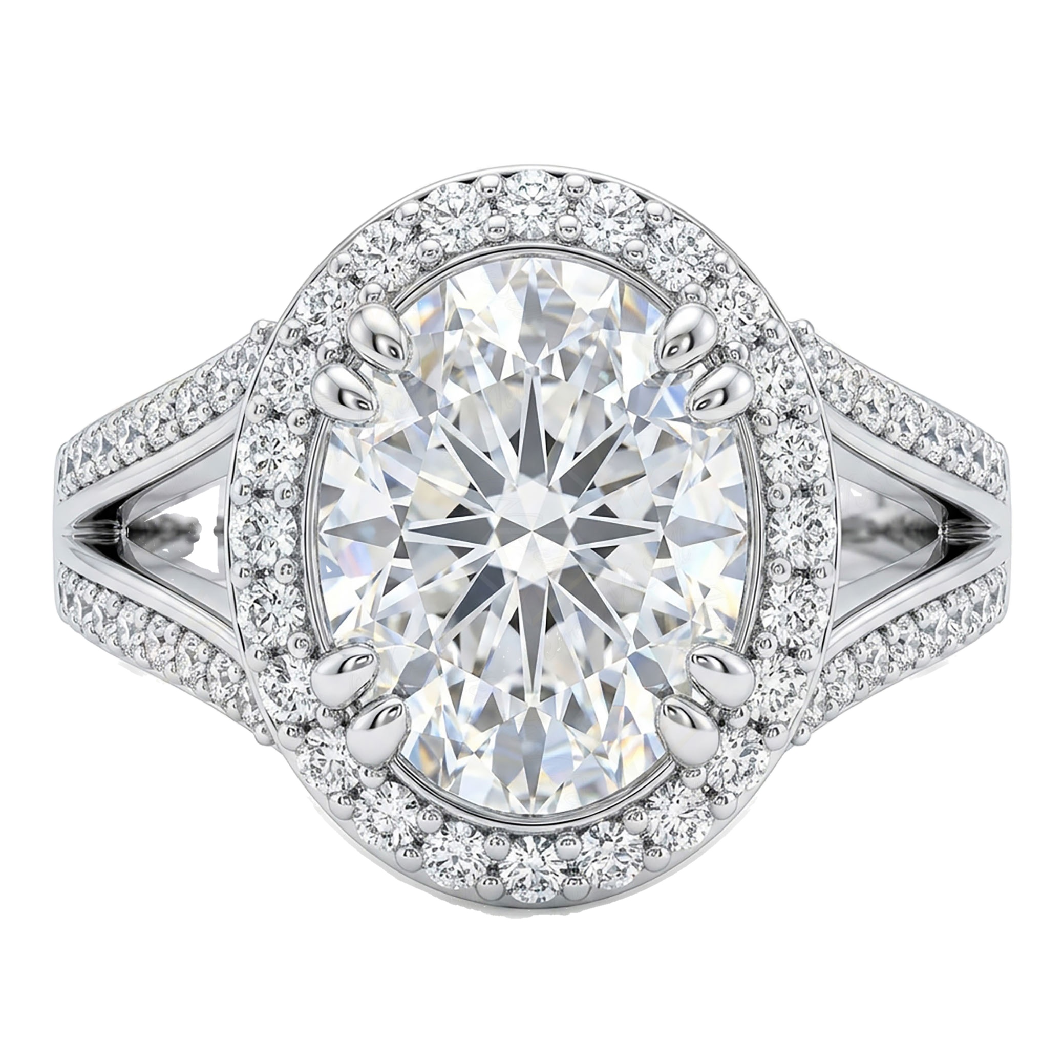 2.25 ct EF VS Lab Grown Diamond Halo Engagement Ring in 10k White Gold