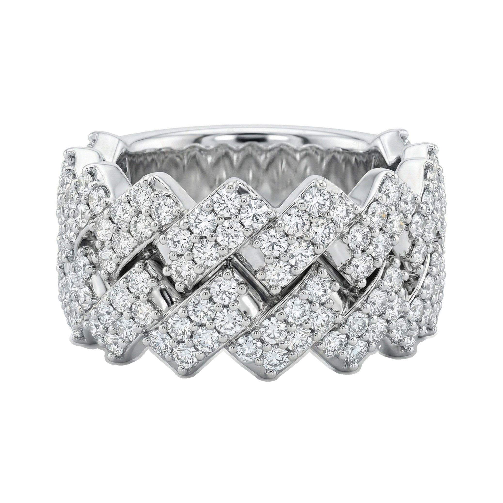 2.40 ct EF VS Lab Grown Diamond Mens Cuban Ring in 14k White Gold