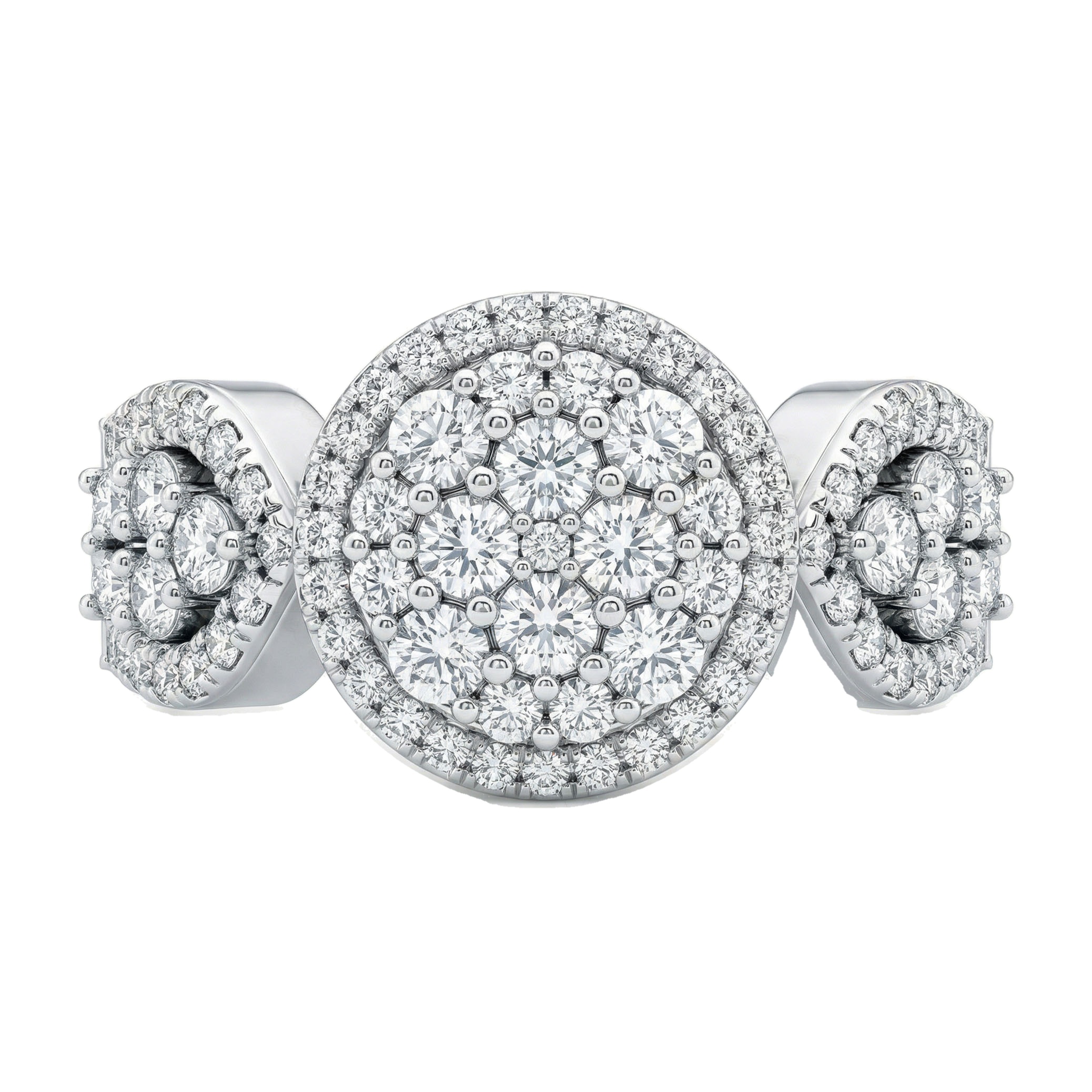 2.15 ct EF VS Lab Grown Diamond Circle Cluster Engagement Ring in 10k White Gold