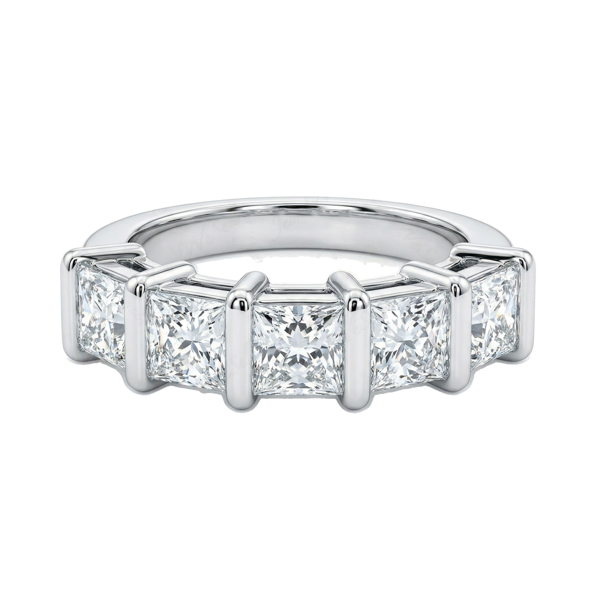 3.33 ct EF VS Lab Grown Diamond Single Row Wedding Band in 14k White Gold
