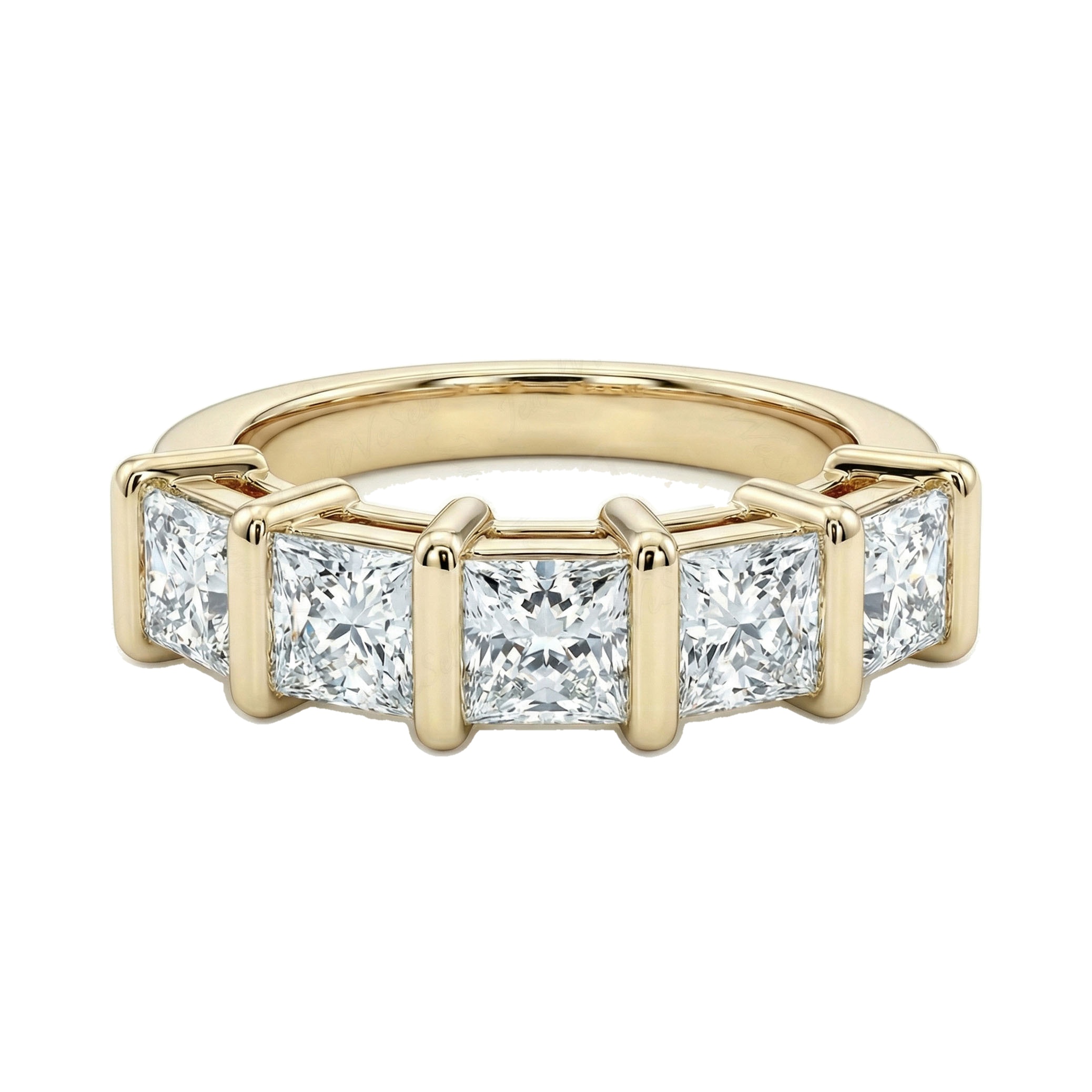 3.33 ct EF VS Lab Grown Diamond Single Row Wedding Band in 10k Yellow Gold