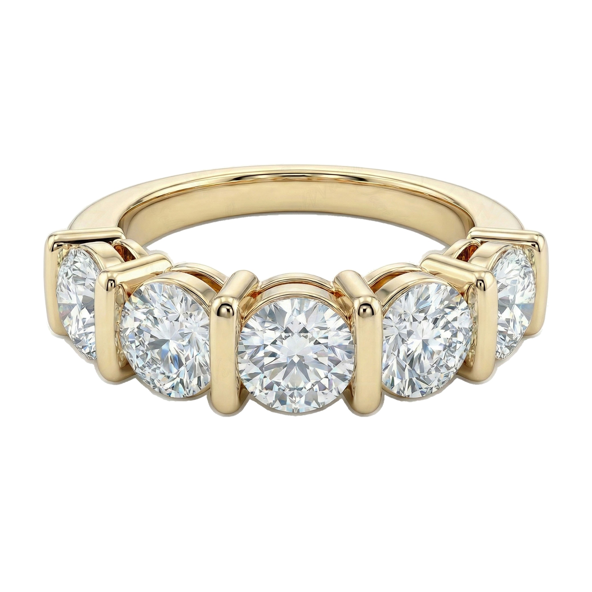 3.75 ct EF VS Lab Grown Diamond Single Row Wedding Band in 10k Yellow Gold