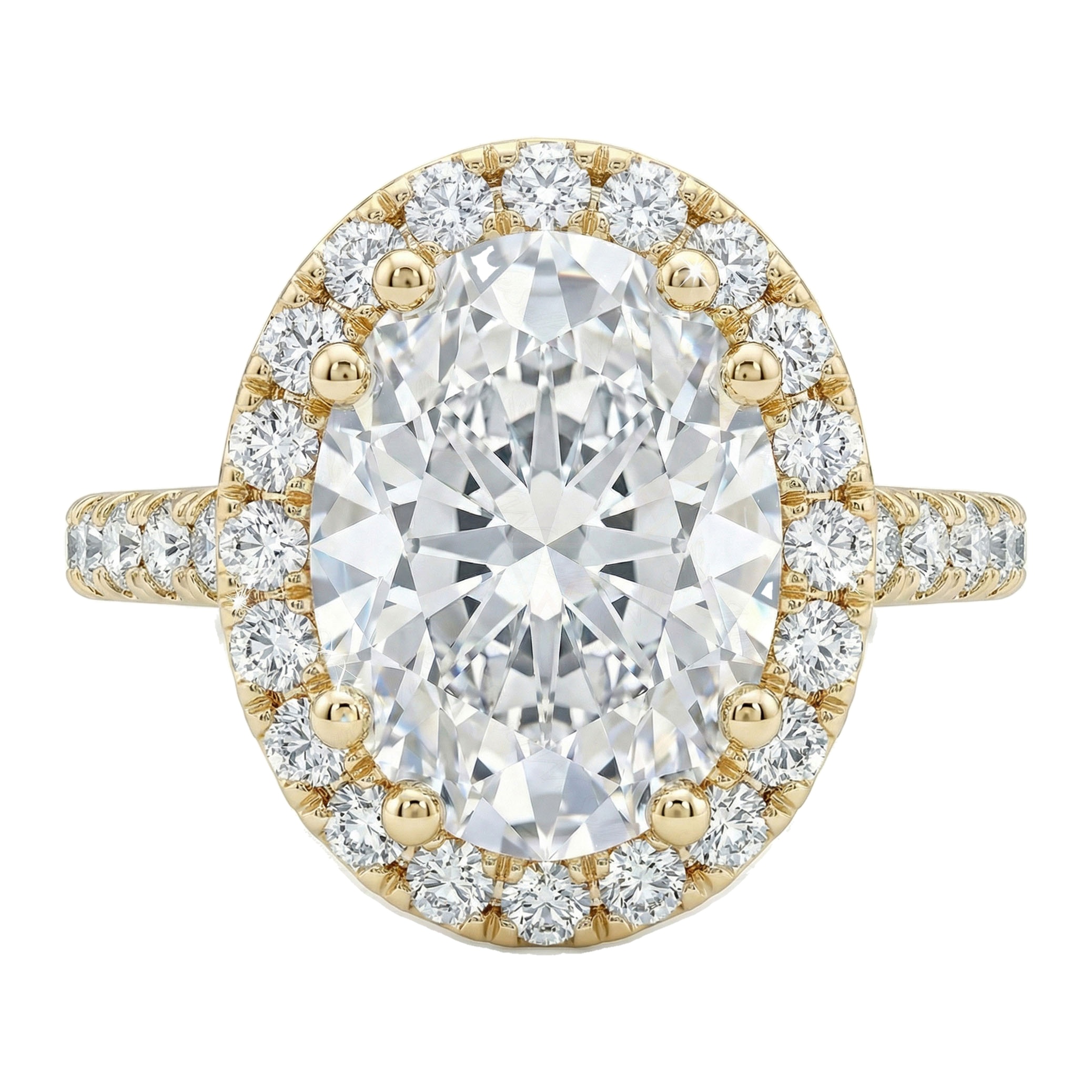 1.60 ct EF VS Lab Grown Diamond Halo Engagement Ring in 10k Yellow Gold