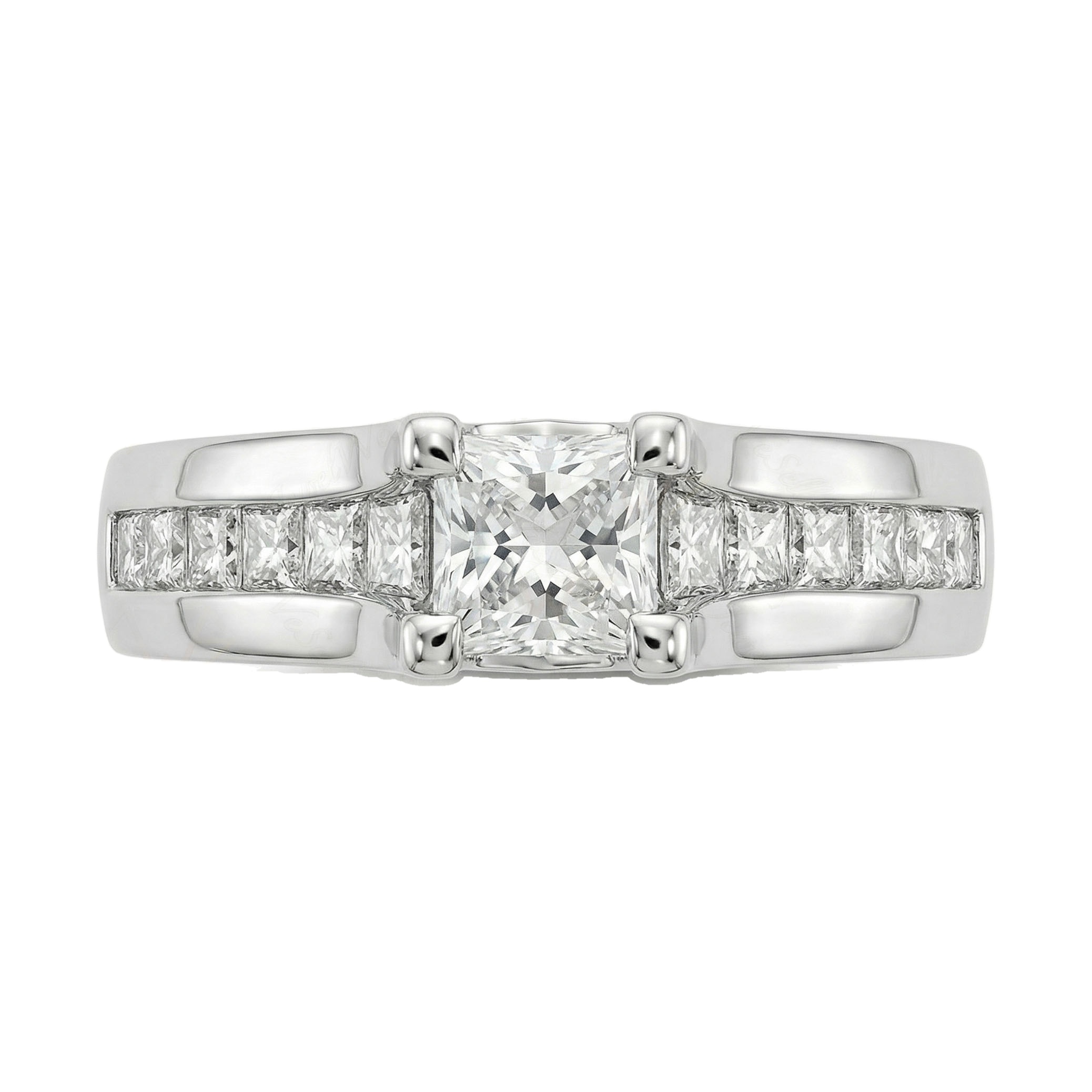 1.60 ct EF VS Lab Grown Diamond Solitaire with Accents Engagement Ring in 14k White Gold