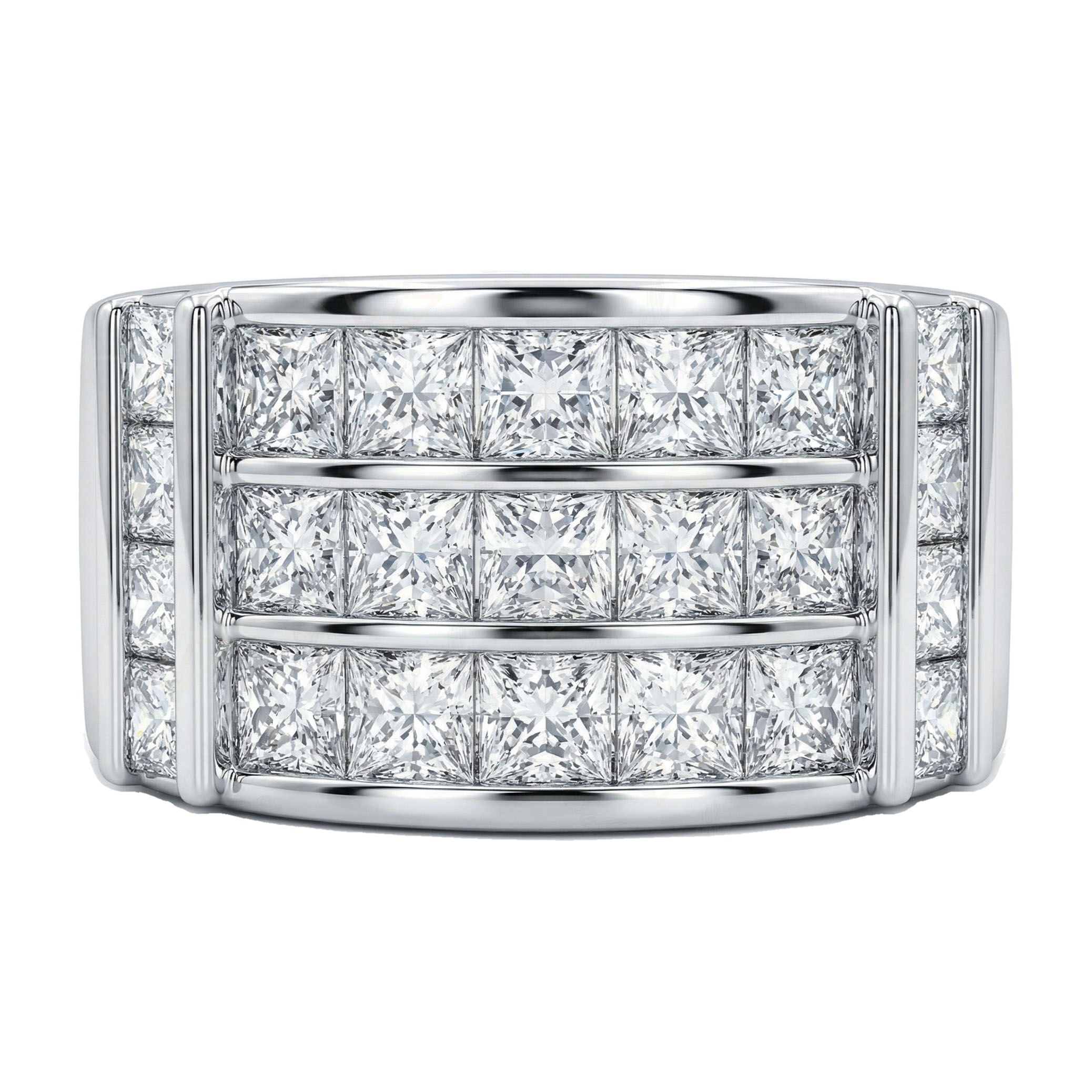 5.60 ct EF VS Lab Grown Diamond Multi Row Wedding Band in 10k White Gold