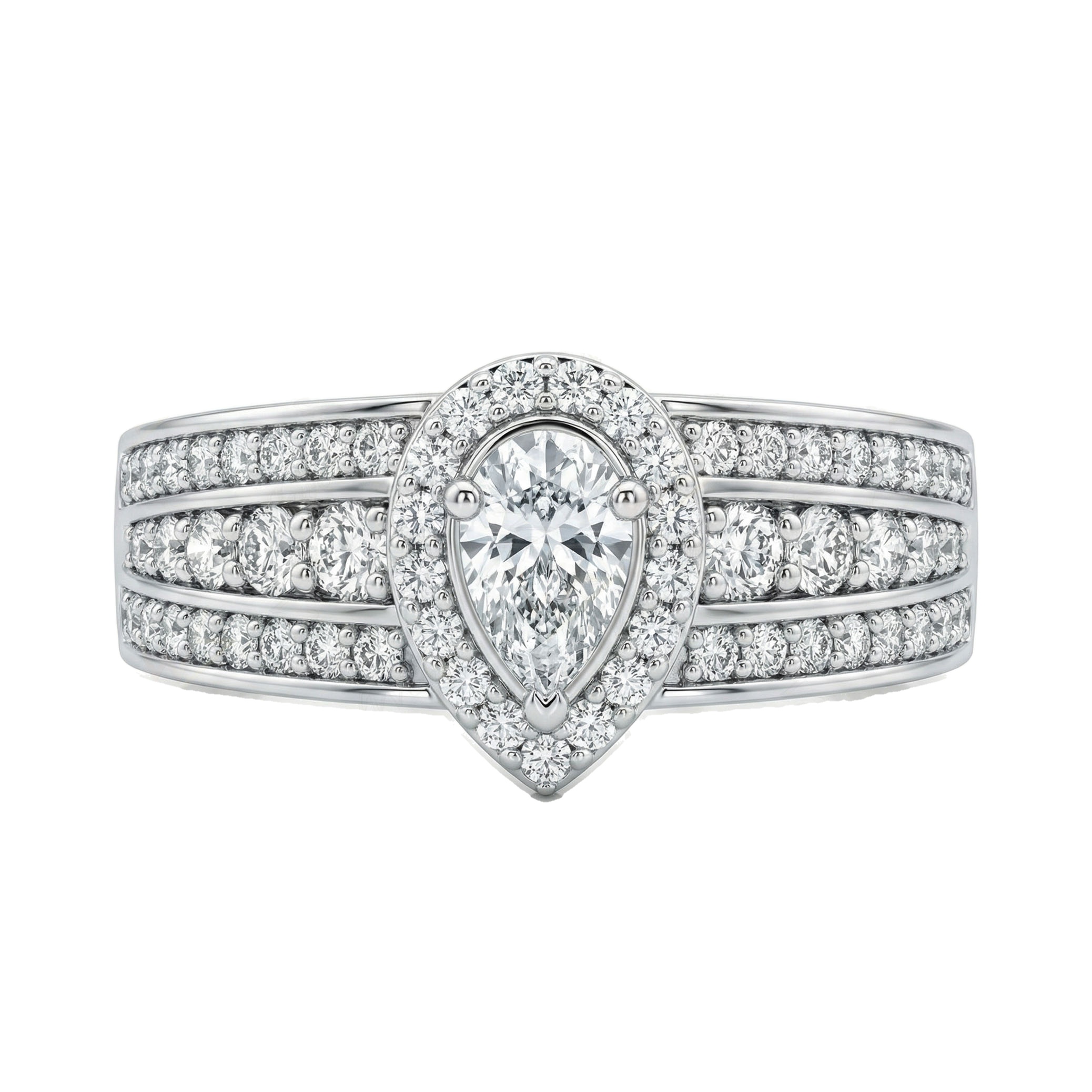 1.80 ct EF VS Lab Grown Diamond Halo Engagement Ring in 14k White Gold